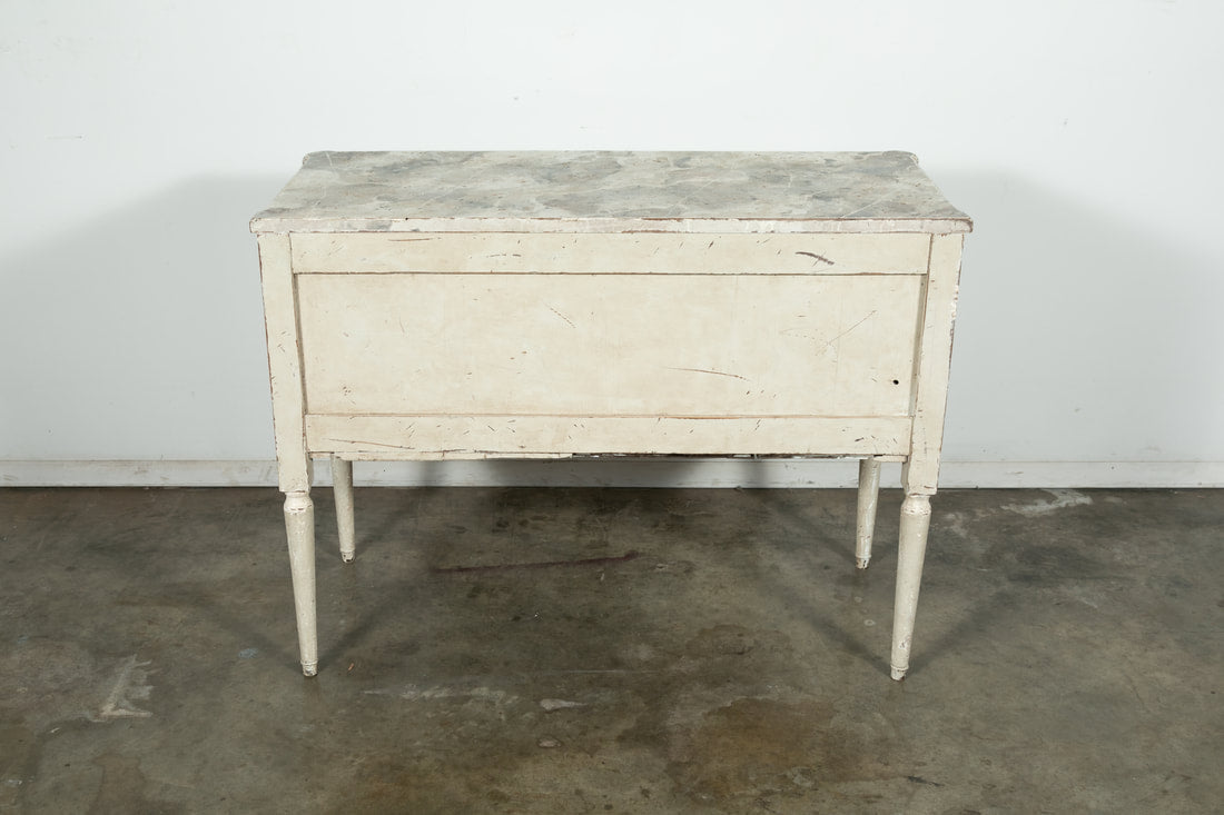 19th Century French Louis XVI Style Painted Petite Commode with Faux Marble Top 