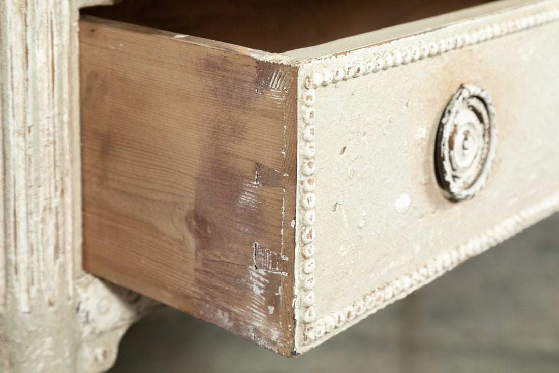 19th Century French Louis XVI Style Painted Petite Commode with Faux Marble Top 