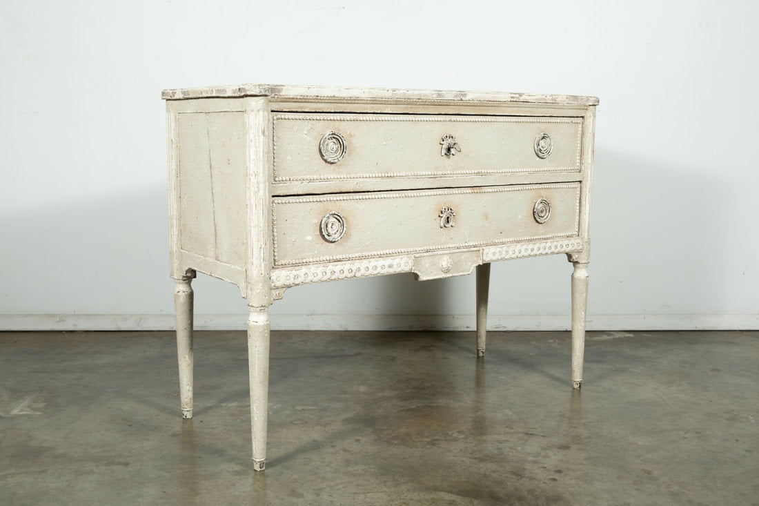 19th Century French Louis XVI Style Painted Petite Commode with Faux Marble Top 