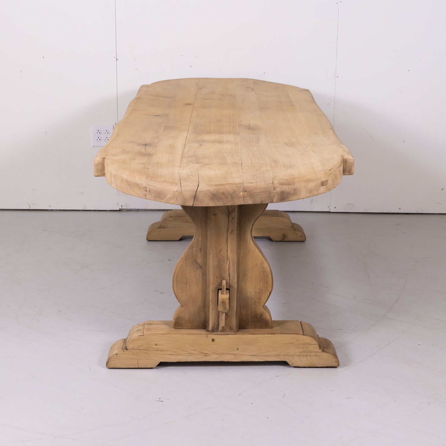19th Century French Bleached Oak Normandy Monastery Trestle Table