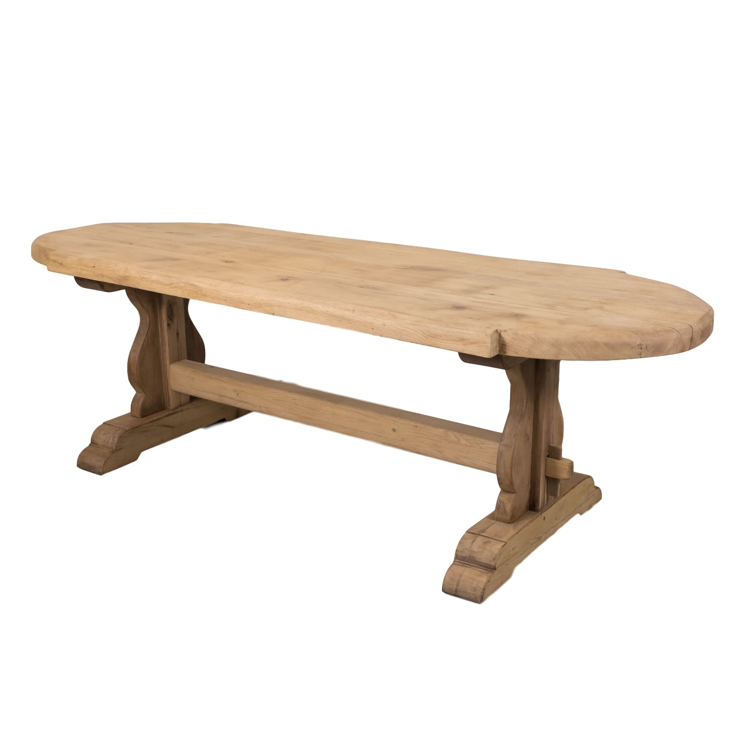 19th Century French Bleached Oak Normandy Monastery Trestle Table