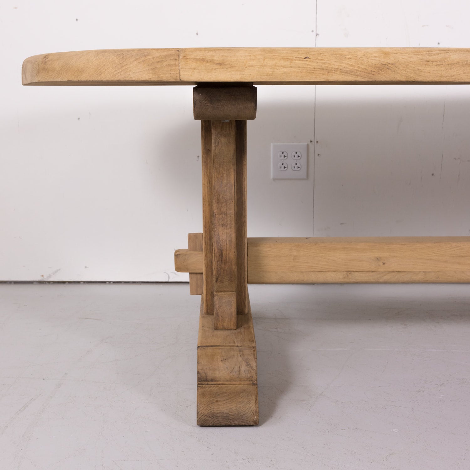 19th Century French Bleached Oak Normandy Monastery Trestle Table