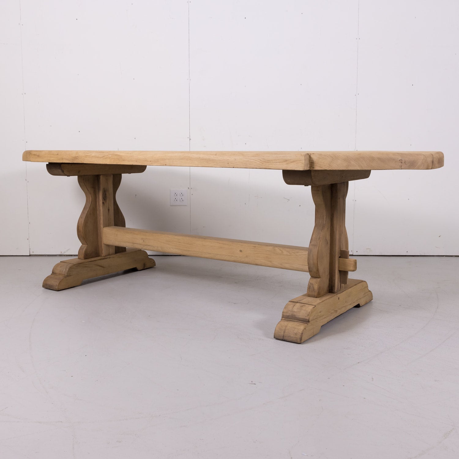 19th Century French Bleached Oak Normandy Monastery Trestle Table