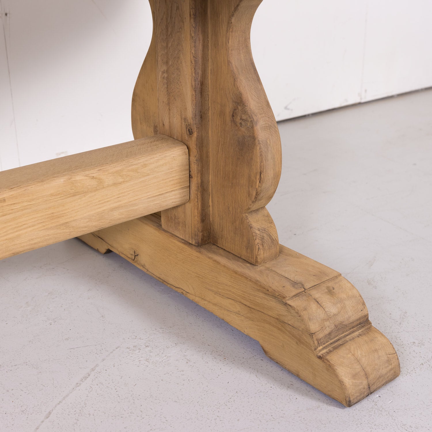 19th Century French Bleached Oak Normandy Monastery Trestle Table