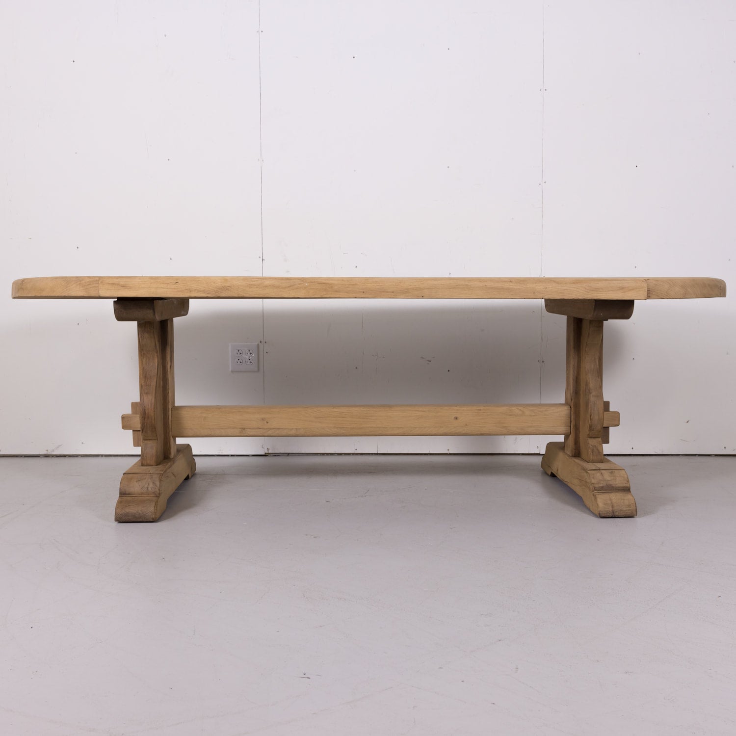 19th Century French Bleached Oak Normandy Monastery Trestle Table