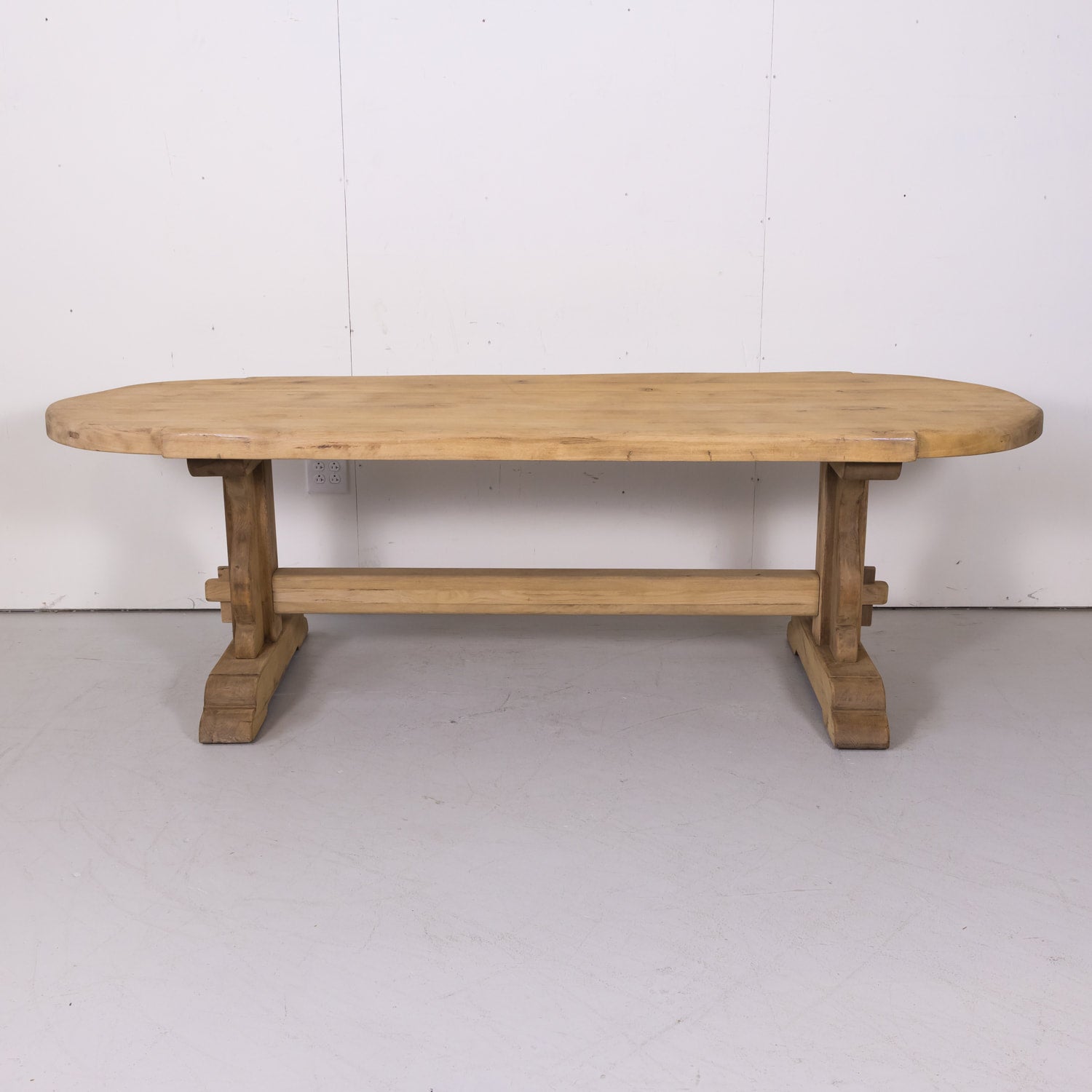 19th Century French Bleached Oak Normandy Monastery Trestle Table