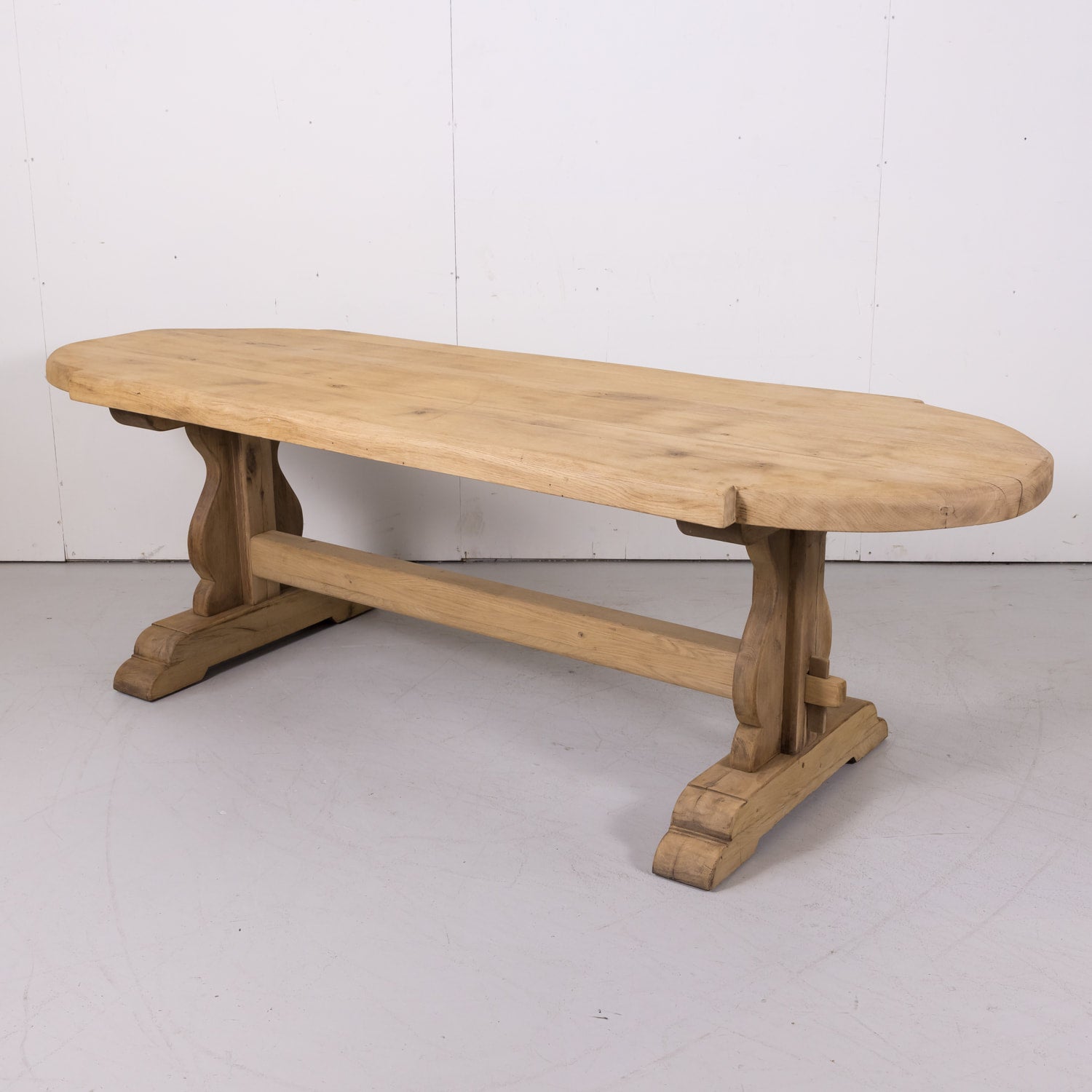 19th Century French Bleached Oak Normandy Monastery Trestle Table