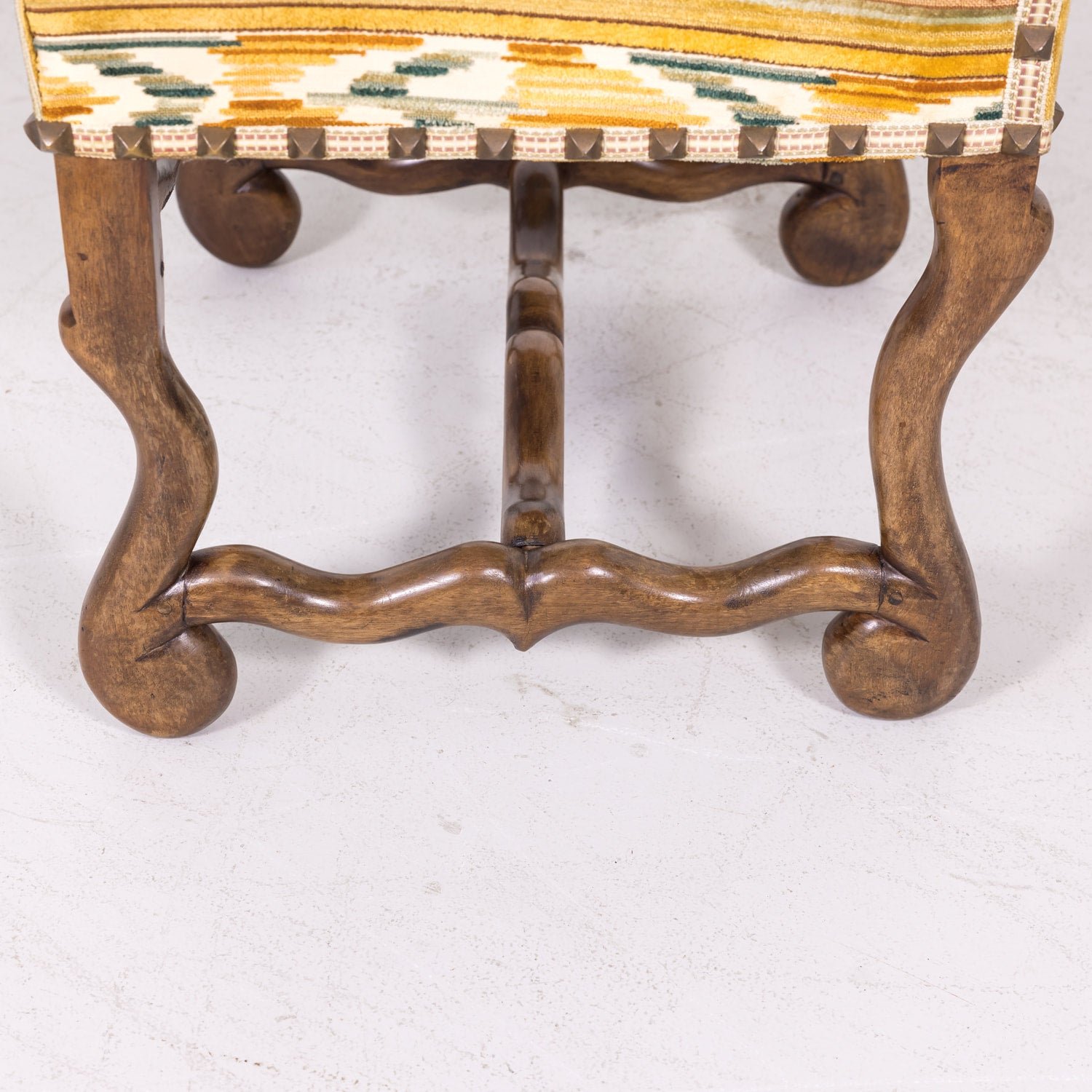 Set of 12 Antique French Louis XIII Style Os de Mouton Walnut Side Chairs