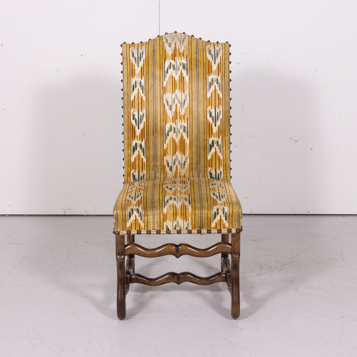 Set of 12 Antique French Louis XIII Style Os de Mouton Walnut Side Chairs