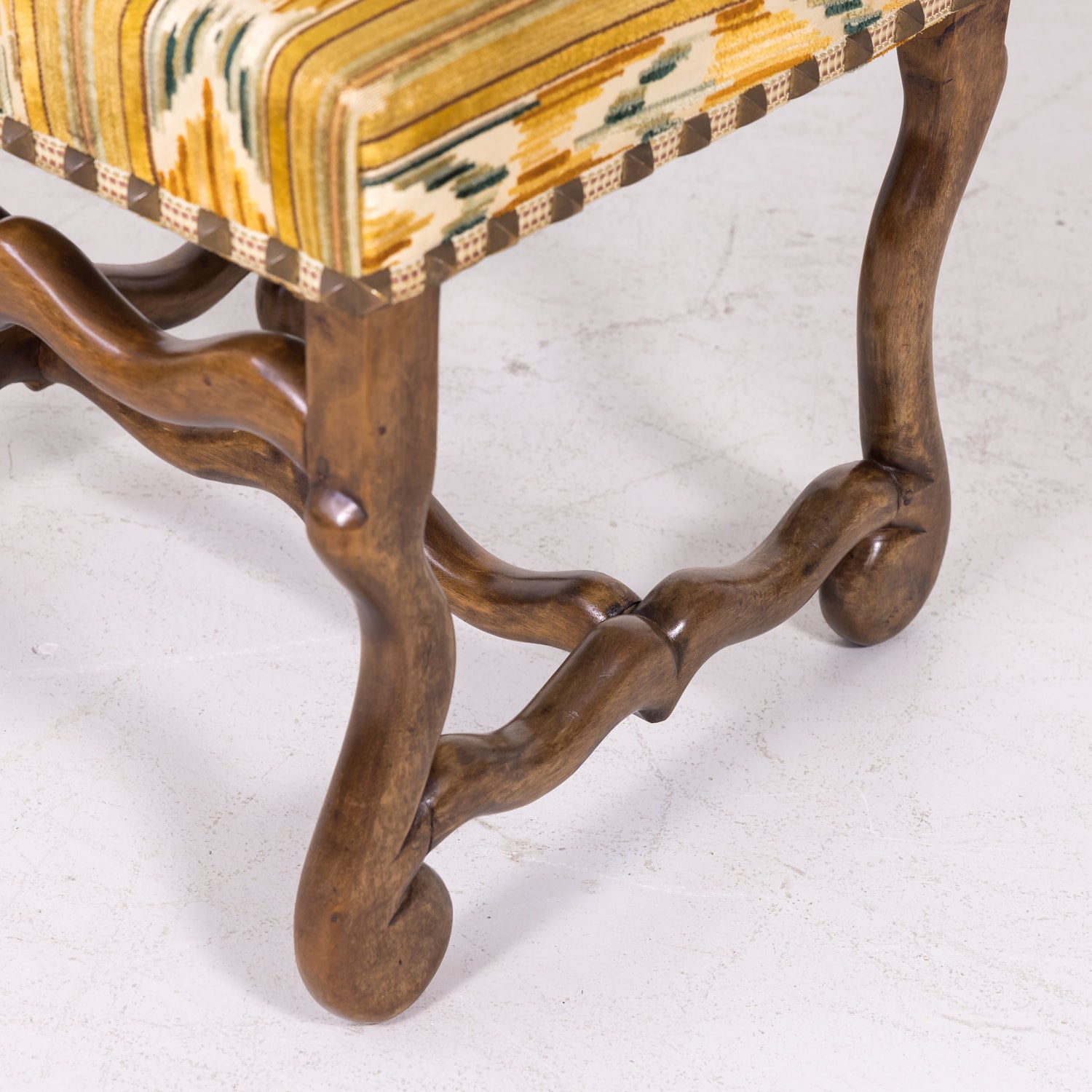 Set of 12 Antique French Louis XIII Style Os de Mouton Walnut Side Chairs