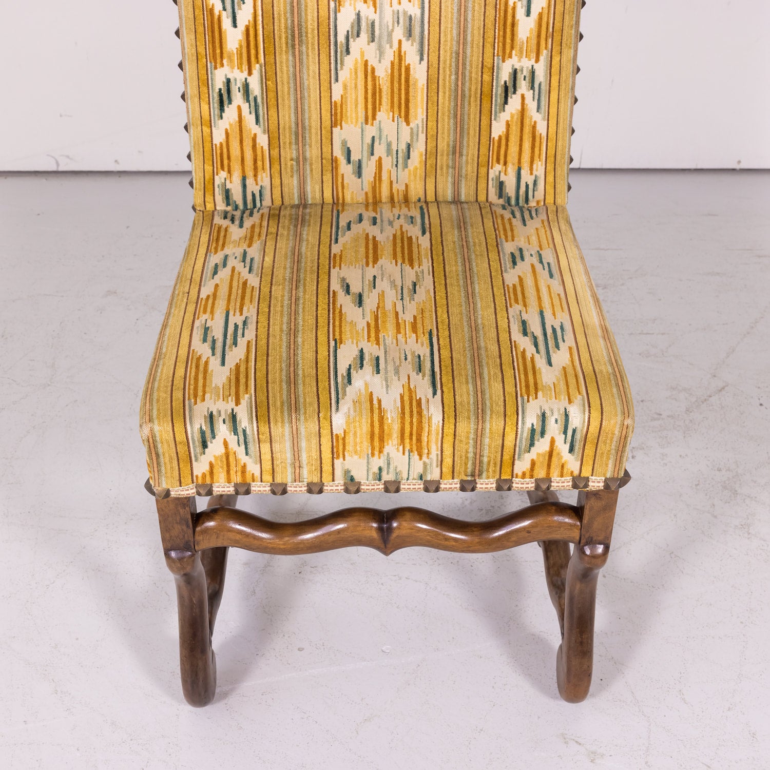 Set of 12 Antique French Louis XIII Style Os de Mouton Walnut Side Chairs