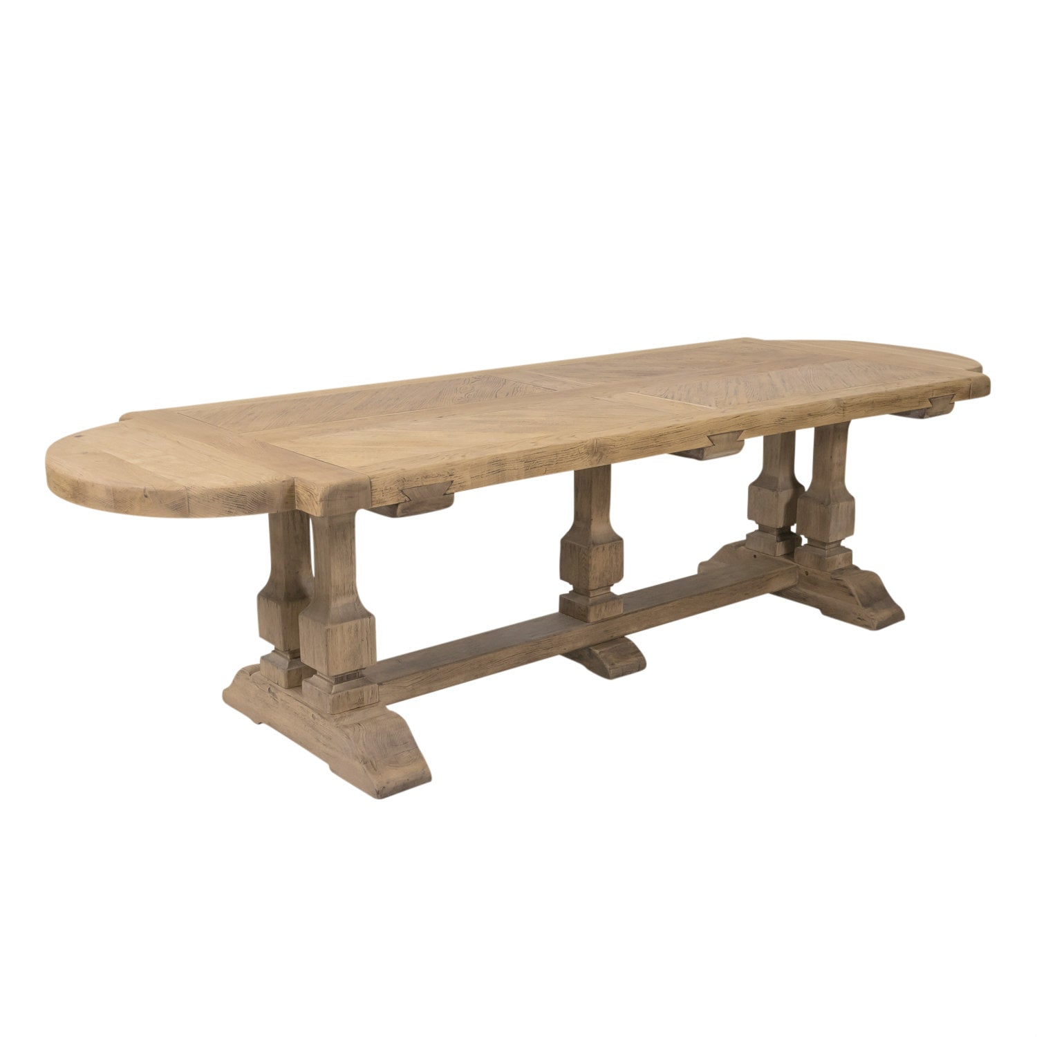 Large Antique French Normandy Bleached Oak Monastery Trestle Table