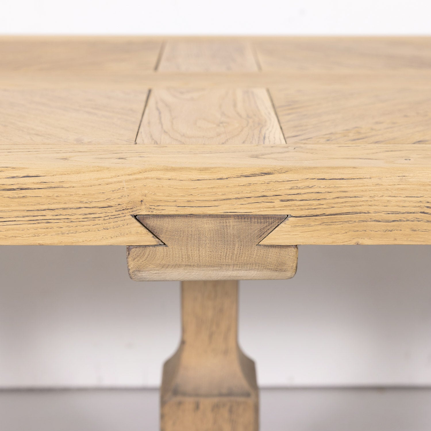 Large Antique French Normandy Bleached Oak Monastery Trestle Table