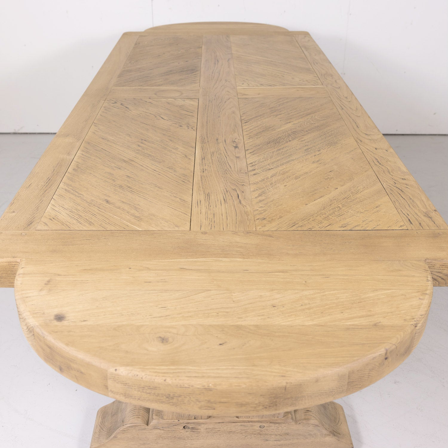 Large Antique French Normandy Bleached Oak Monastery Trestle Table