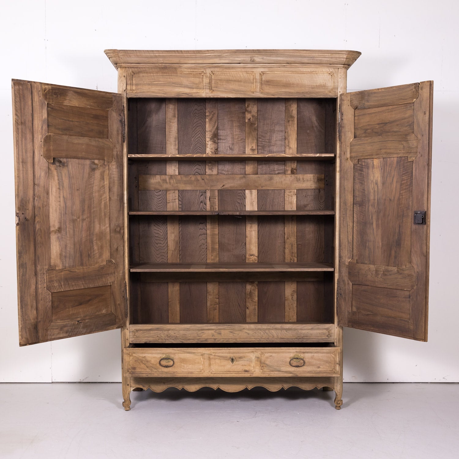 18th Century Bleached French Louis XV-Louis XVI Transition Period Armoire