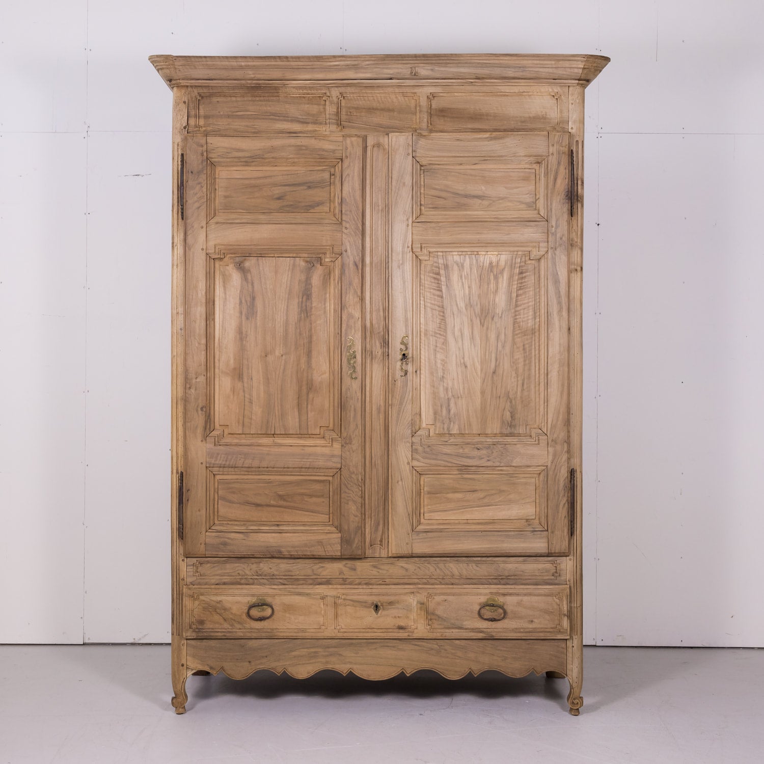 18th Century Bleached French Louis XV-Louis XVI Transition Period Armoire