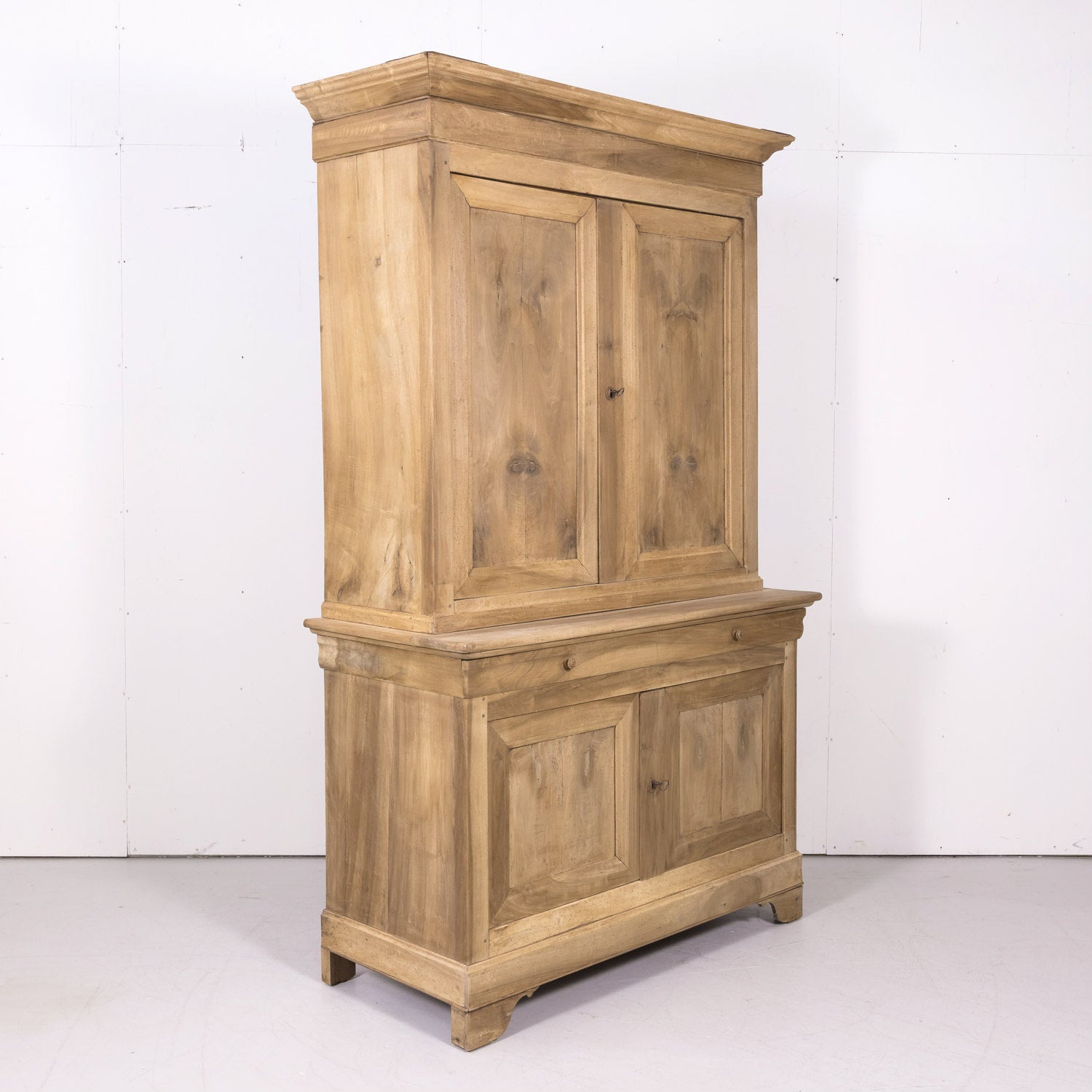 19th Century Louis Philippe Period Bleached Walnut Buffet à Deux Corps