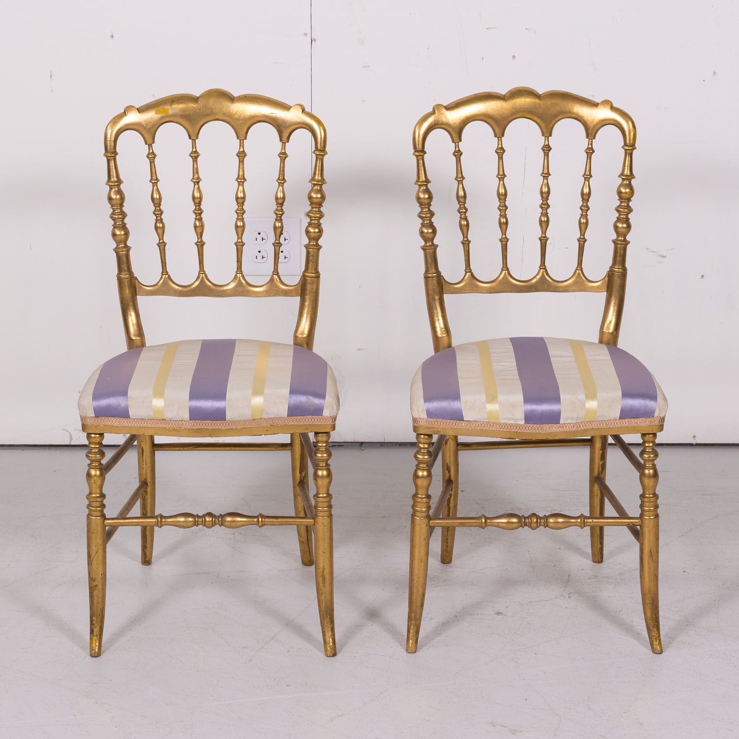 Pair of Antique Napoleon III Style Parisian Giltwood Opera Chairs