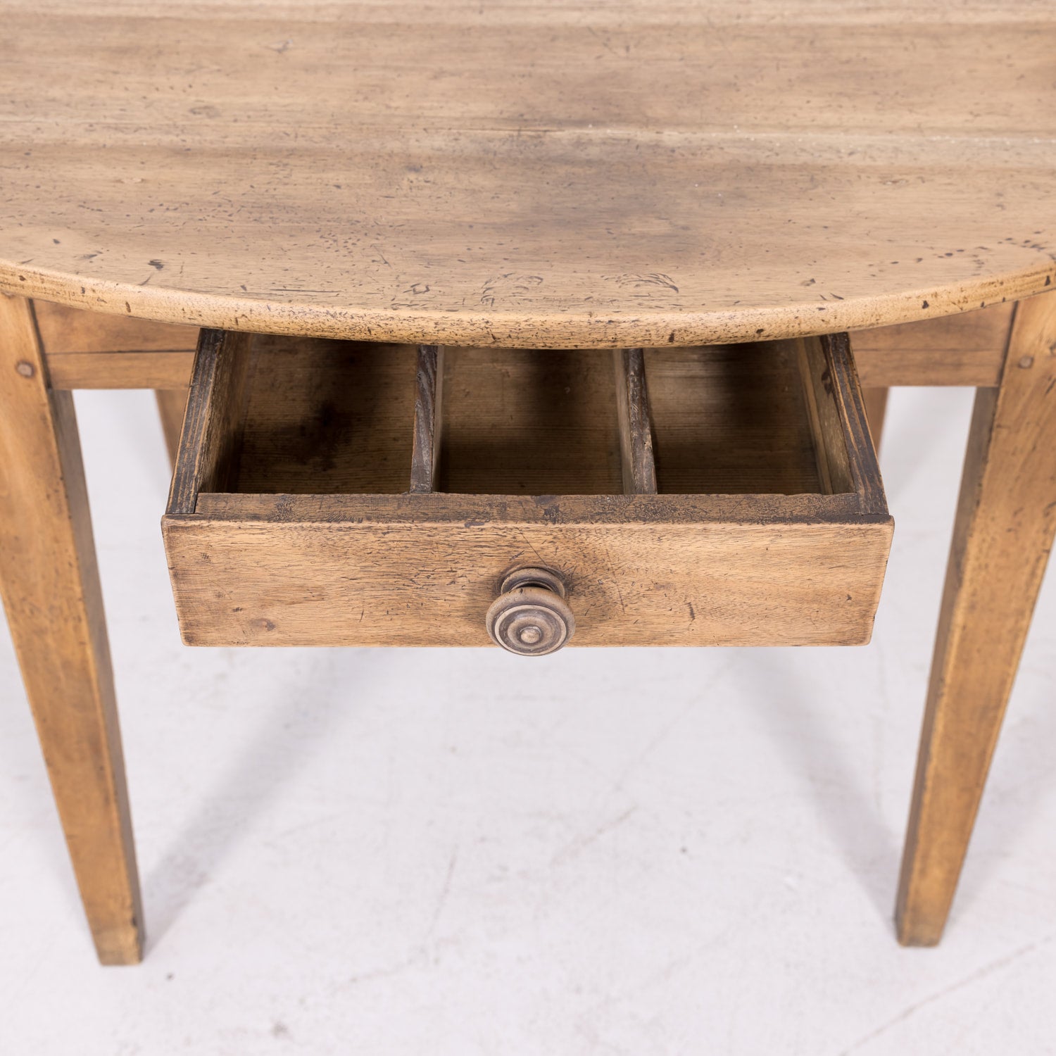 19th Century Country French Primitive Bleached Walnut Oval Side Table