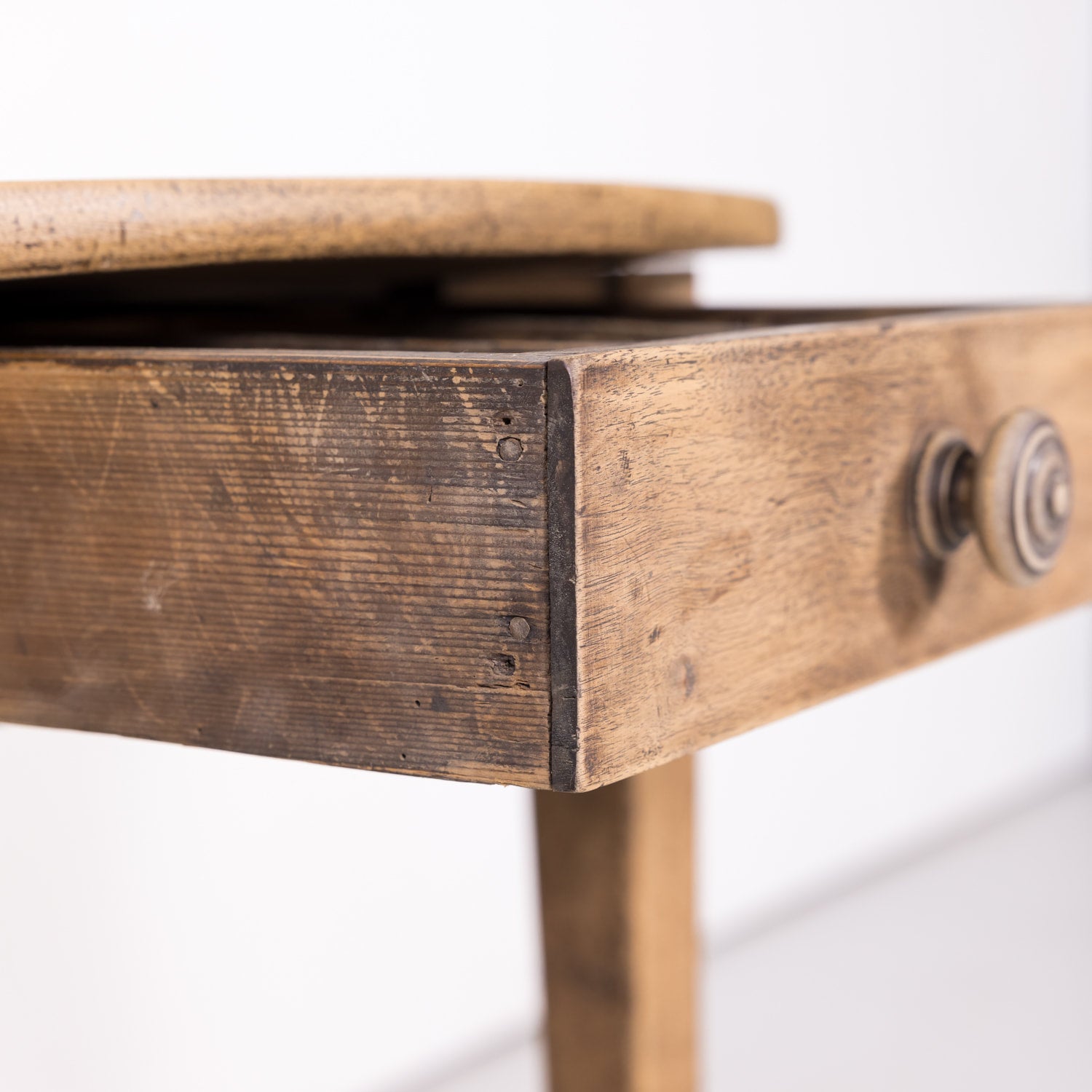 19th Century Country French Primitive Bleached Walnut Oval Side Table