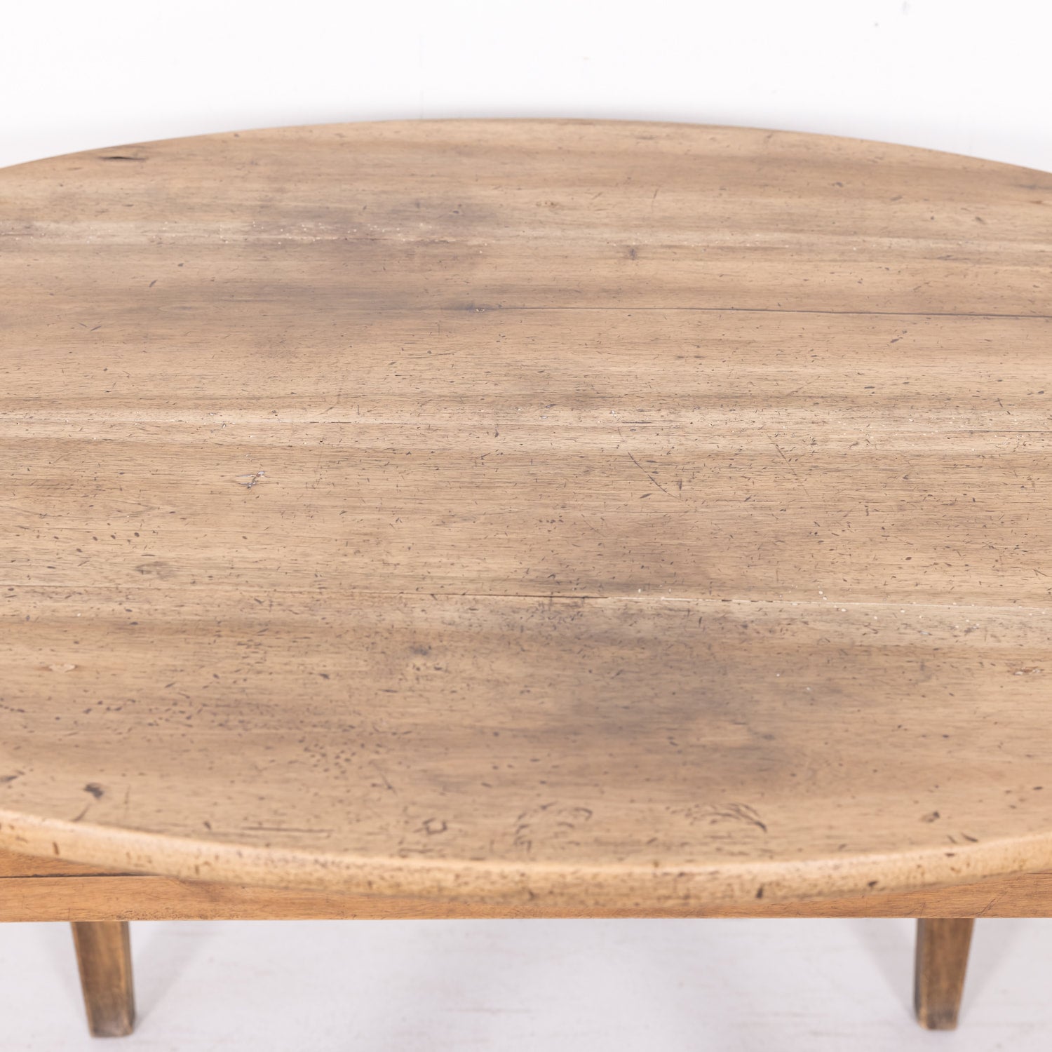 19th Century Country French Primitive Bleached Walnut Oval Side Table