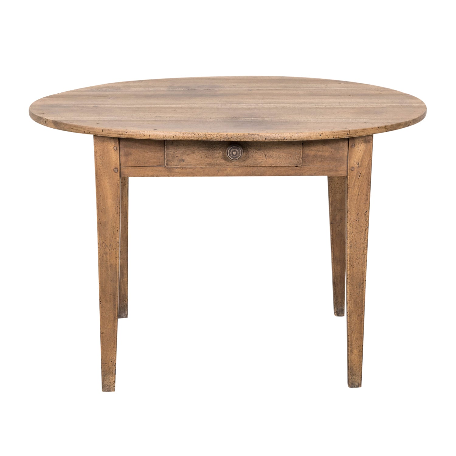 19th Century Country French Primitive Bleached Walnut Oval Side Table