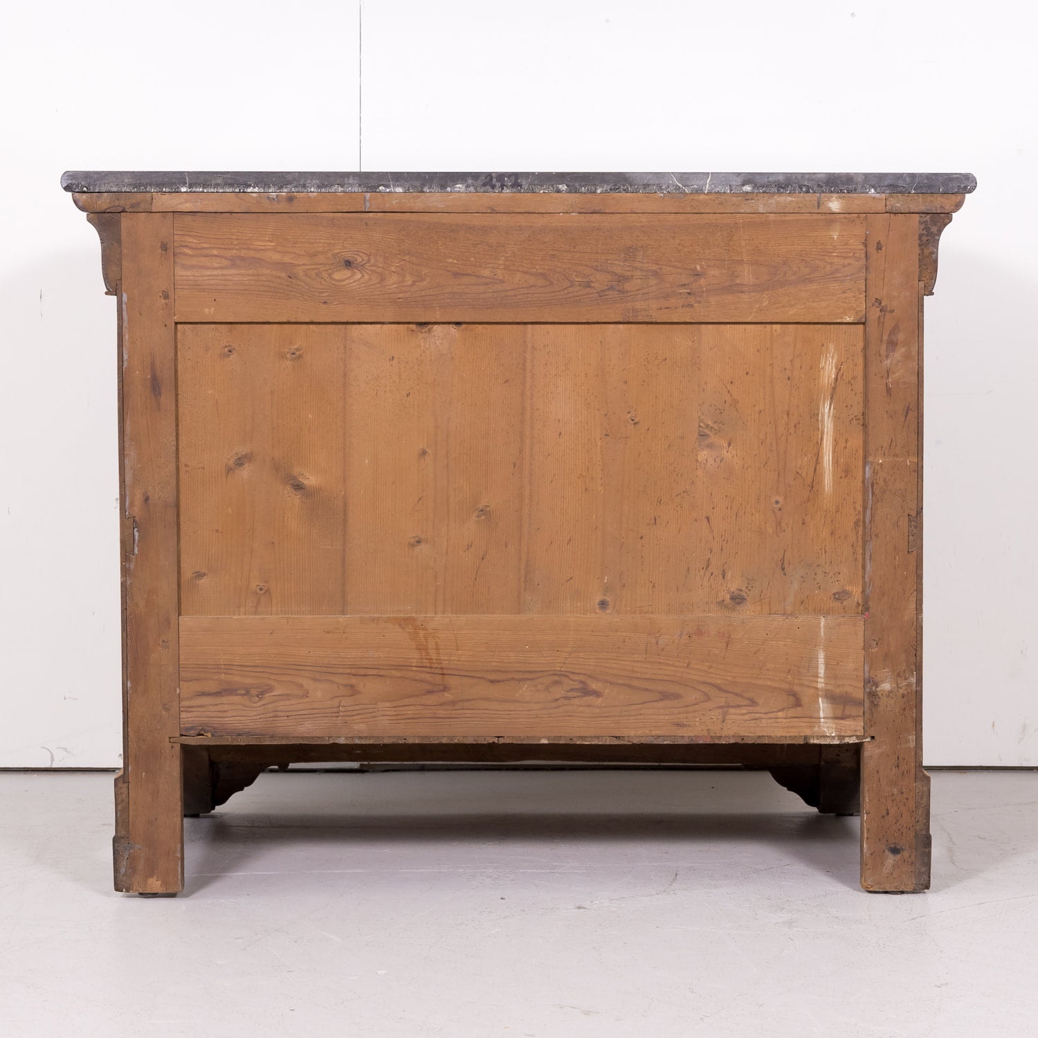 19th Century French Louis Philippe Style Bleached Bookmatched Burled Walnut Commode with Marble Top