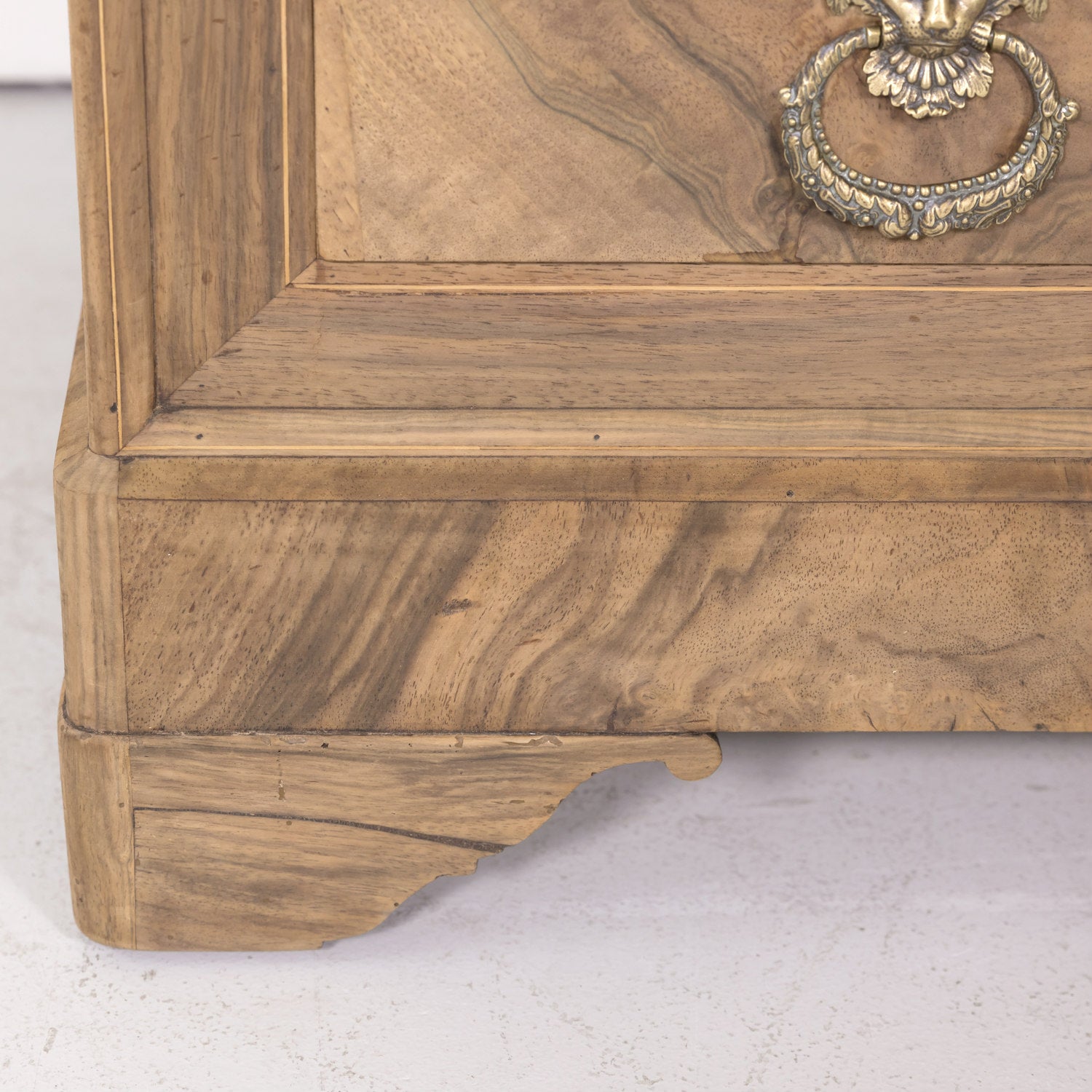 19th Century French Louis Philippe Style Bleached Bookmatched Burled Walnut Commode with Marble Top