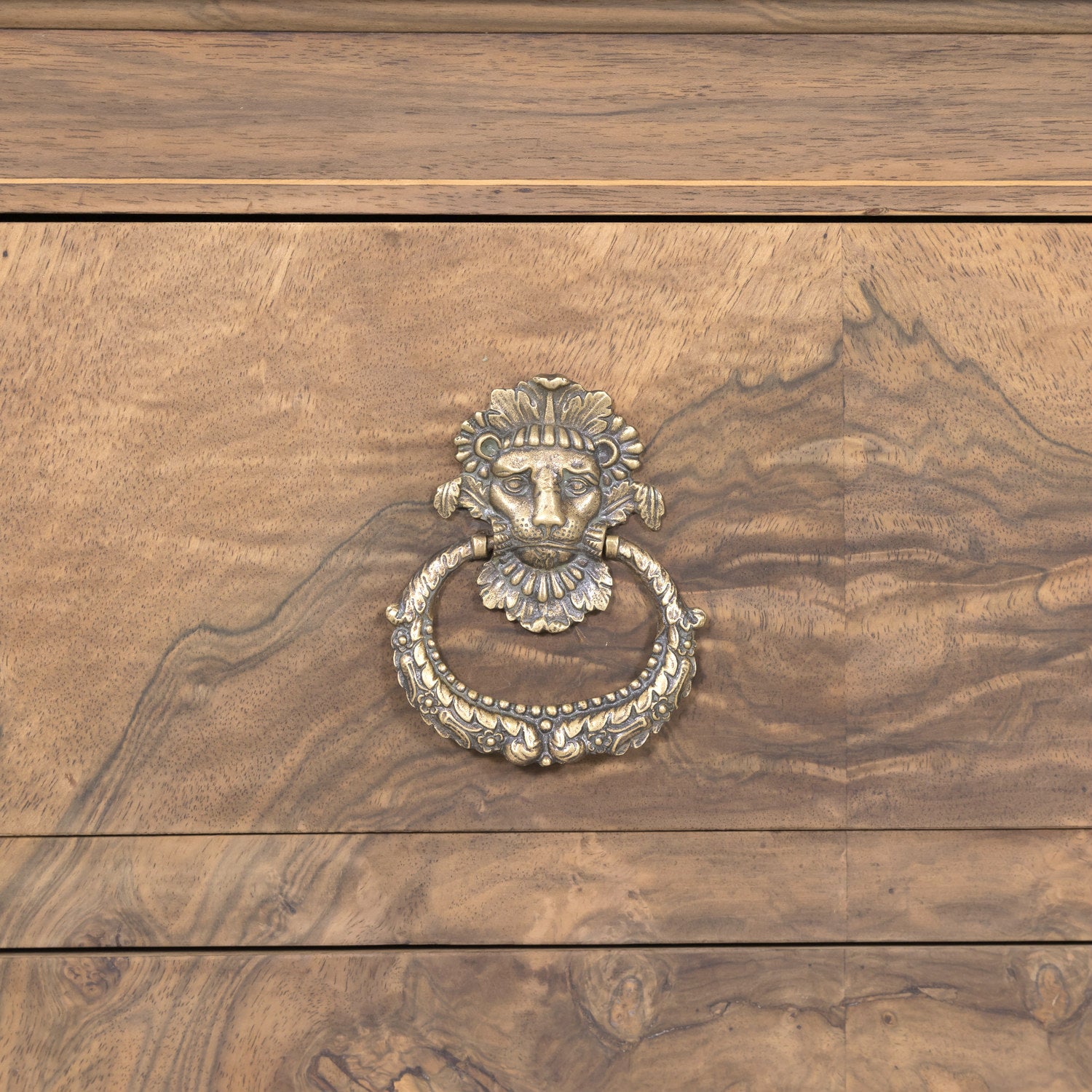 19th Century French Louis Philippe Style Bleached Bookmatched Burled Walnut Commode with Marble Top