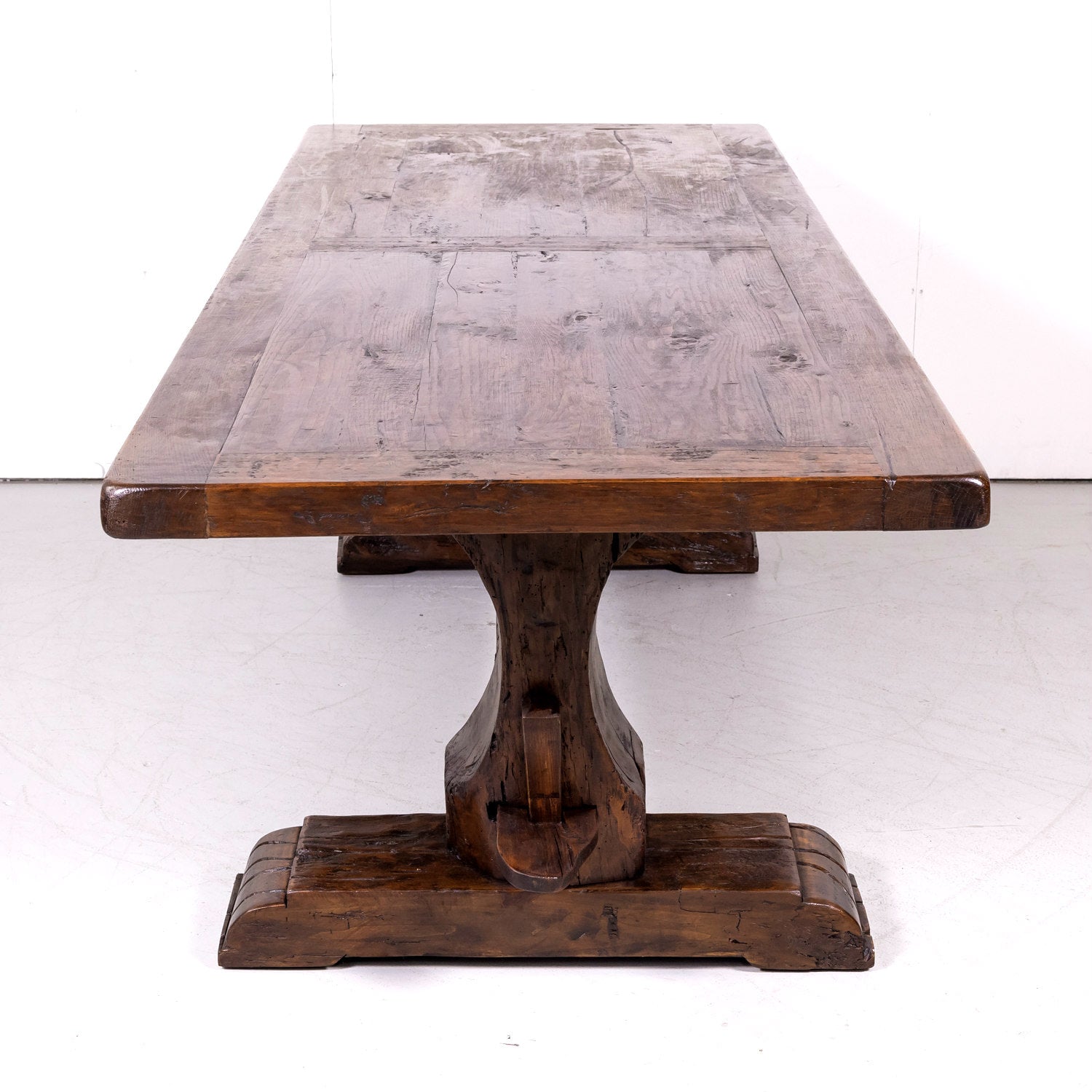 19th Century French Oak Monastery Trestle Dining Table