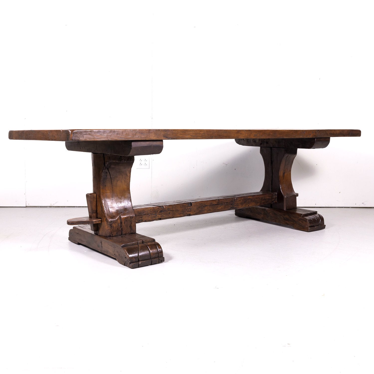 19th Century French Oak Monastery Trestle Dining Table