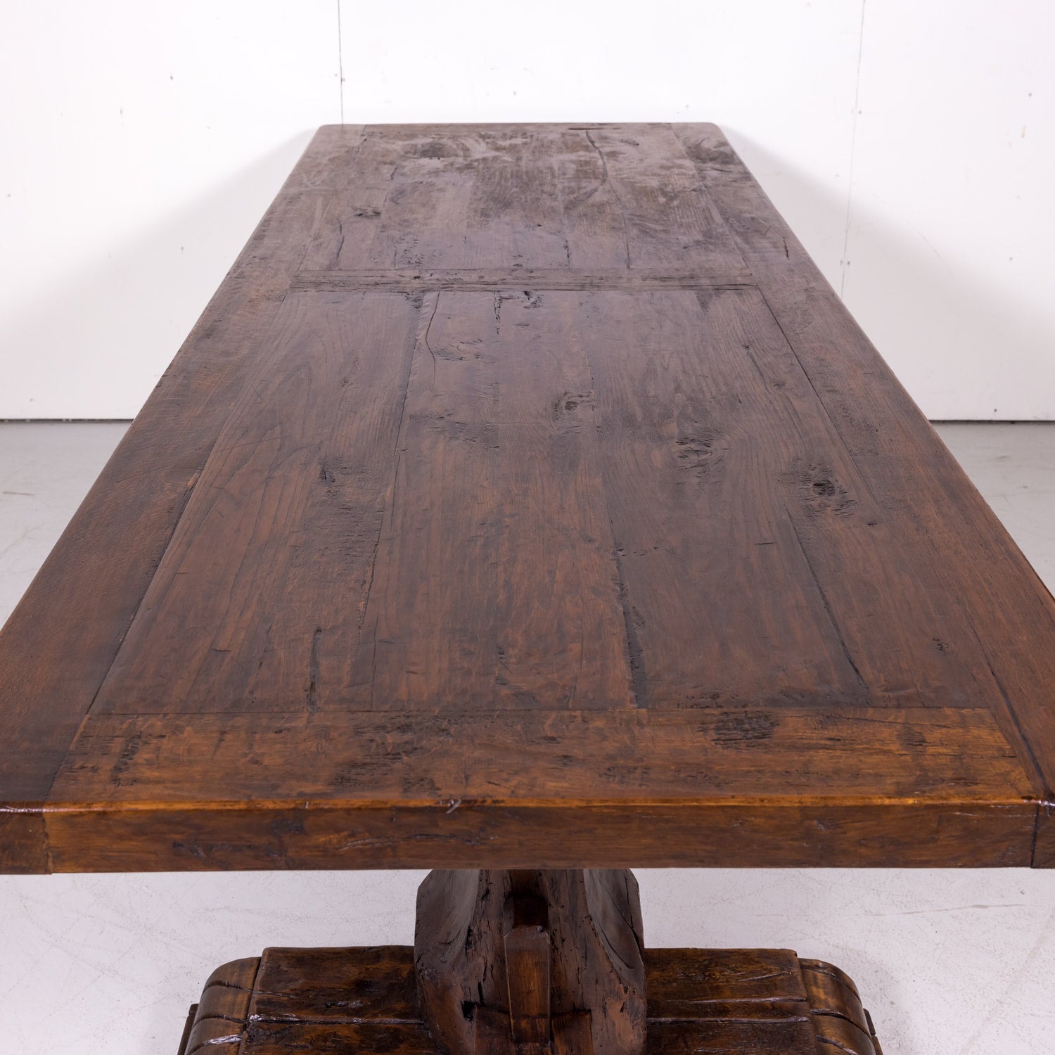 19th Century French Oak Monastery Trestle Dining Table