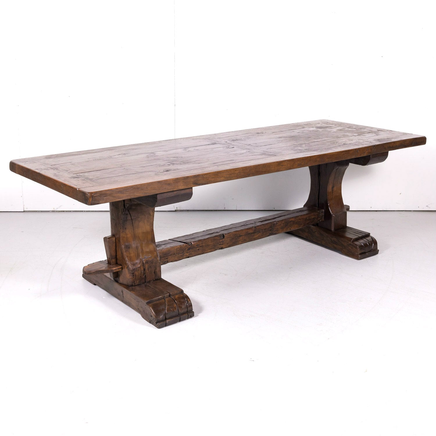 19th Century French Oak Monastery Trestle Dining Table