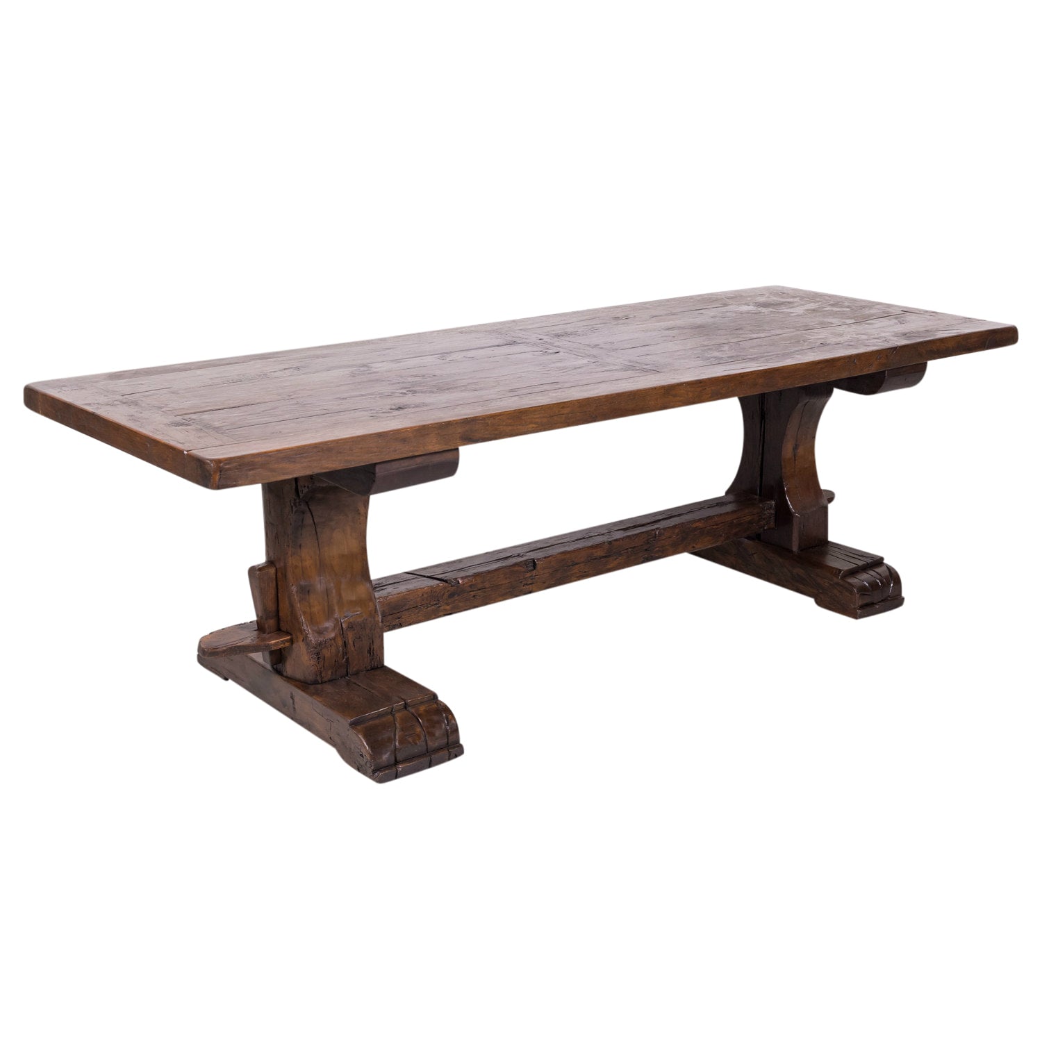19th Century French Oak Monastery Trestle Dining Table