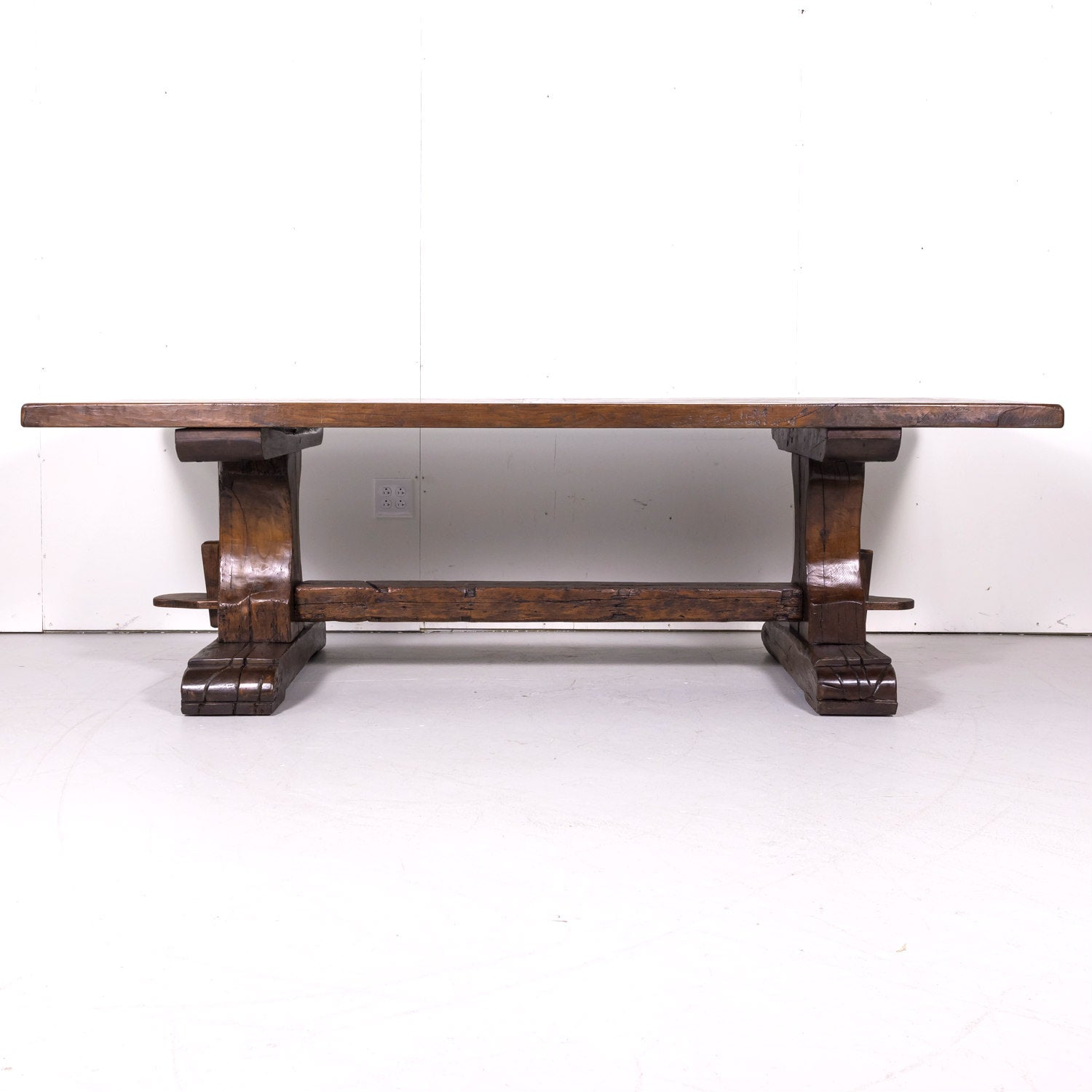 19th Century French Oak Monastery Trestle Dining Table