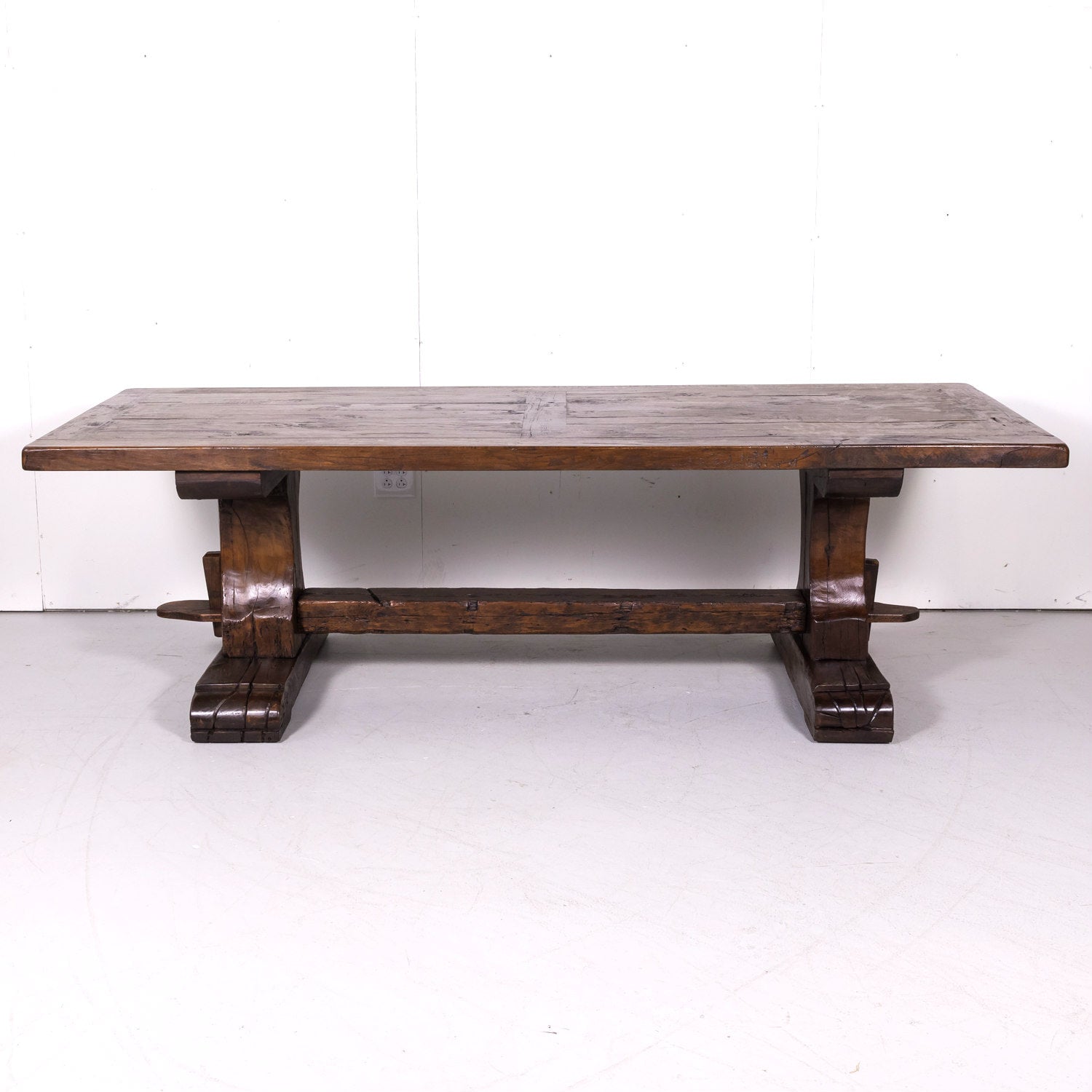 19th Century French Oak Monastery Trestle Dining Table