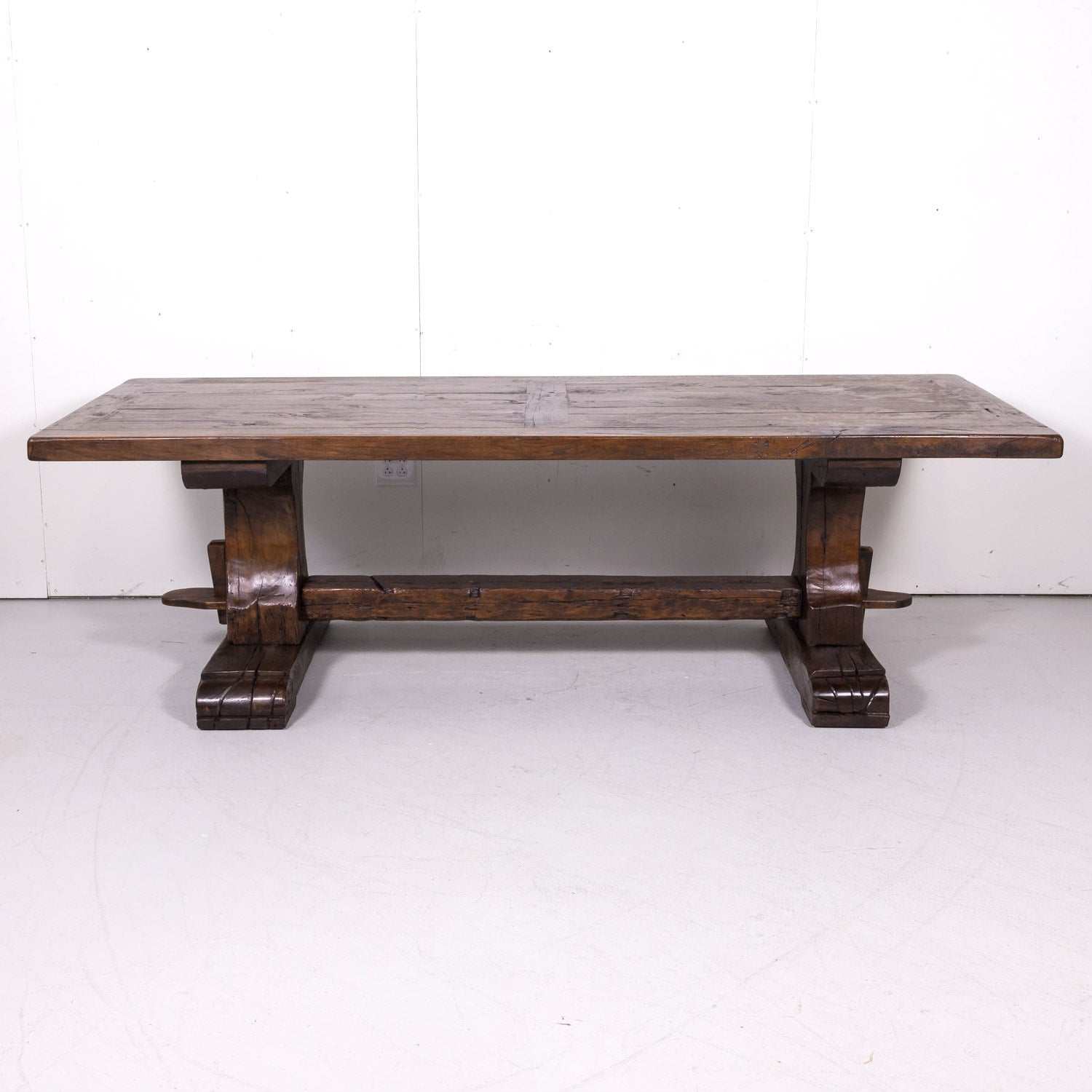 19th Century French Oak Monastery Trestle Dining Table