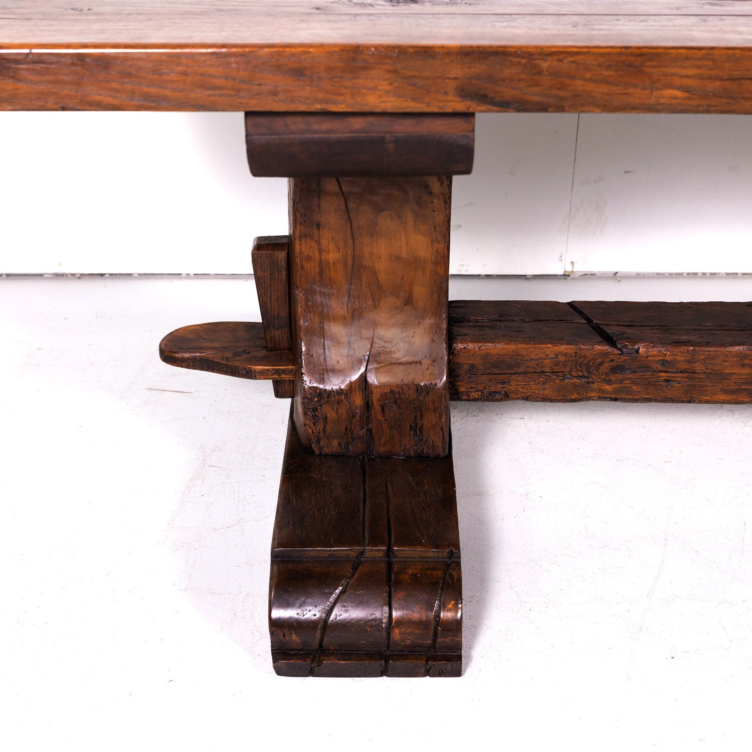 19th Century French Oak Monastery Trestle Dining Table