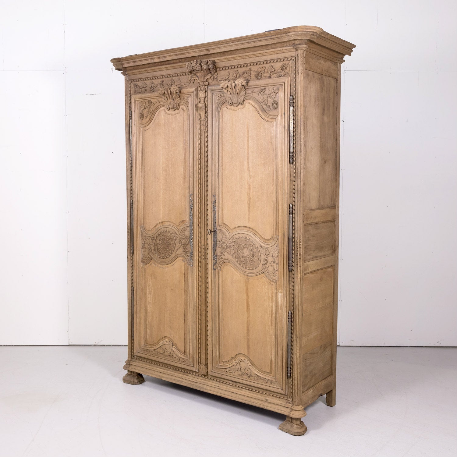 19th Century Country French Louis XIV Style Bleached Wedding Armoire from Normandy