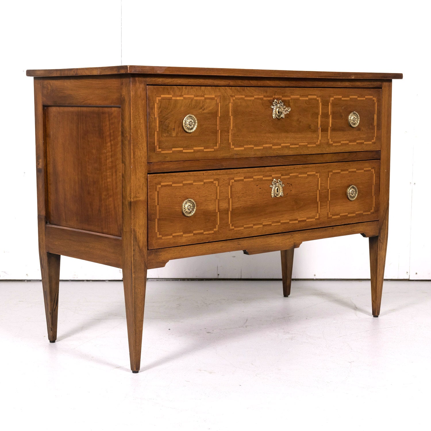 Mid-19th Century French Louis XVI Walnut and Marquetry Sauteuse Commode