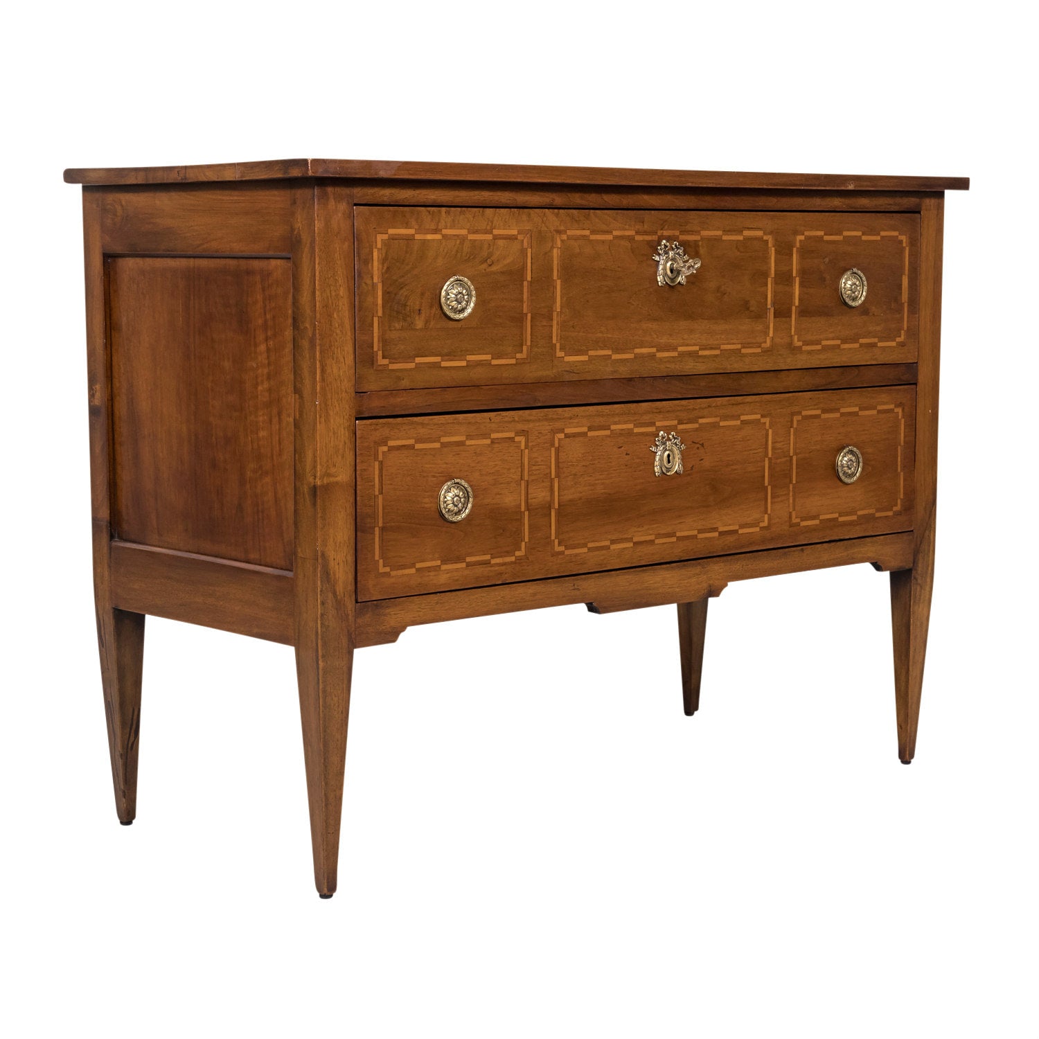 Mid-19th Century French Louis XVI Walnut and Marquetry Sauteuse Commode