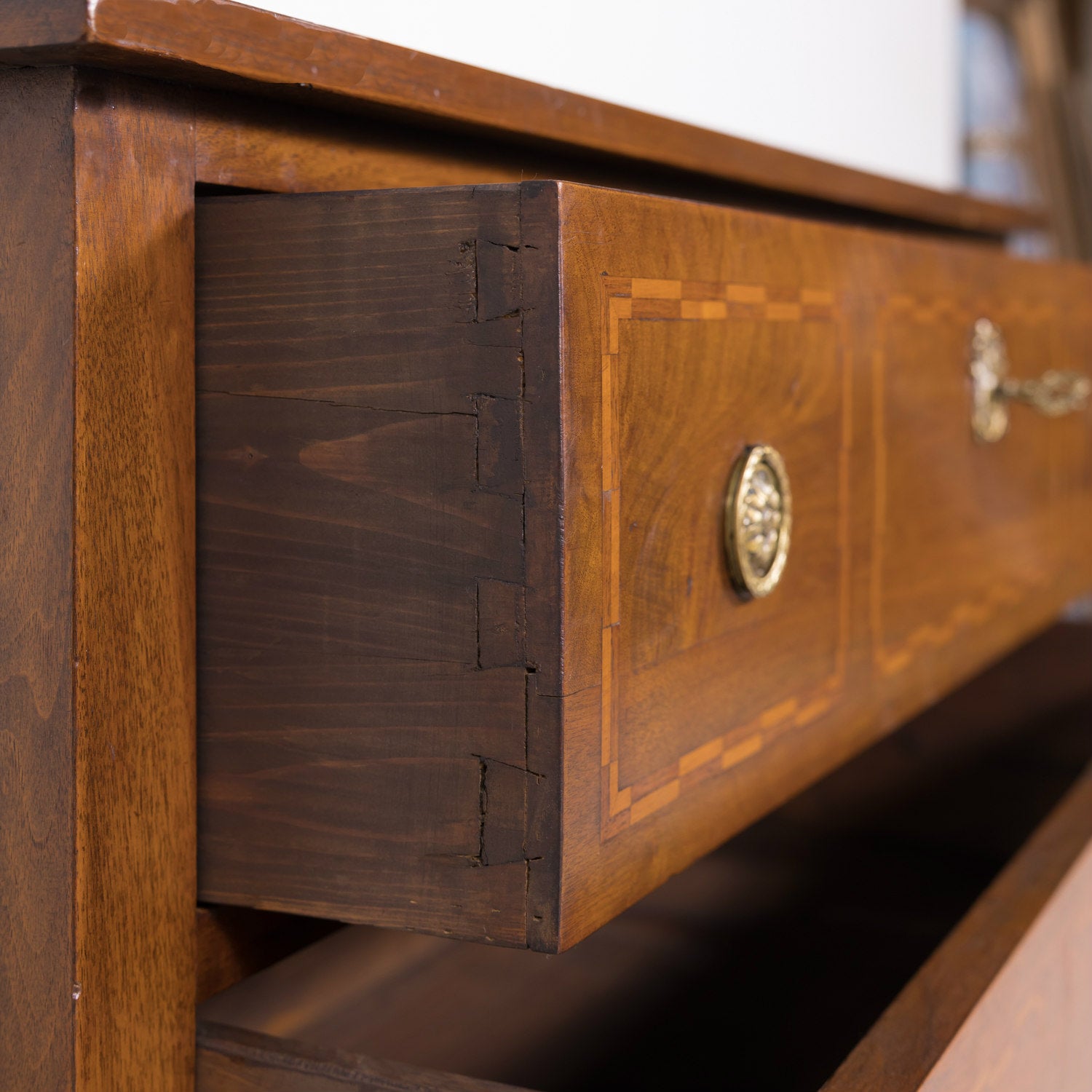 Mid-19th Century French Louis XVI Walnut and Marquetry Sauteuse Commode