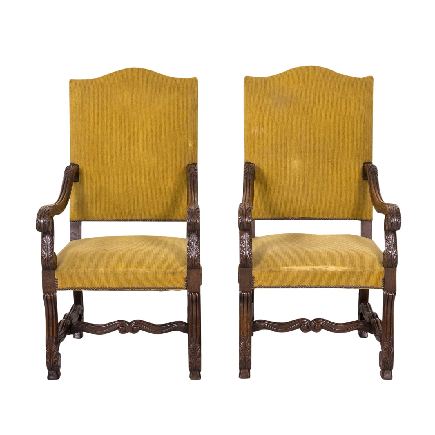 Pair of 19th Century French Louis XIV Style Oak Fauteuils or Armchairs from Normandy