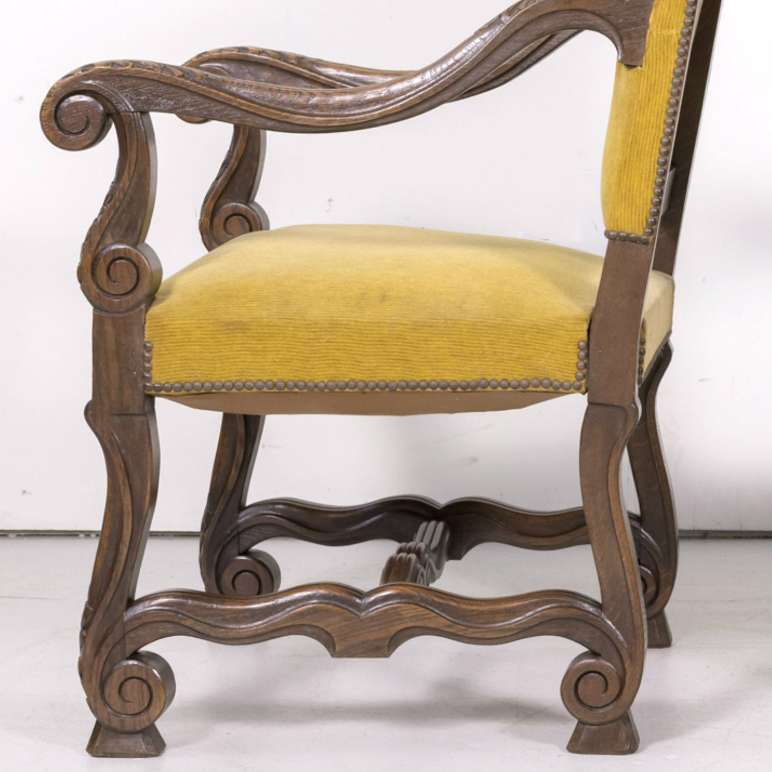 Pair of 19th Century French Louis XIV Style Oak Fauteuils or Armchairs from Normandy