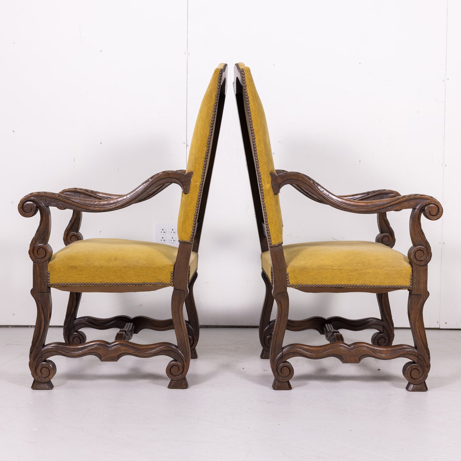 Pair of 19th Century French Louis XIV Style Oak Fauteuils or Armchairs from Normandy