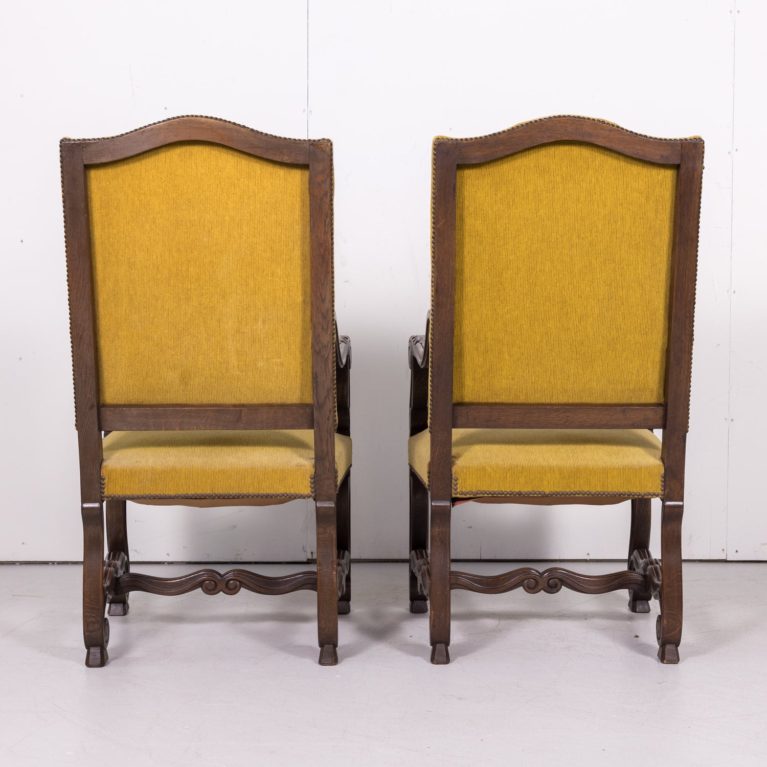 Pair of 19th Century French Louis XIV Style Oak Fauteuils or Armchairs from Normandy