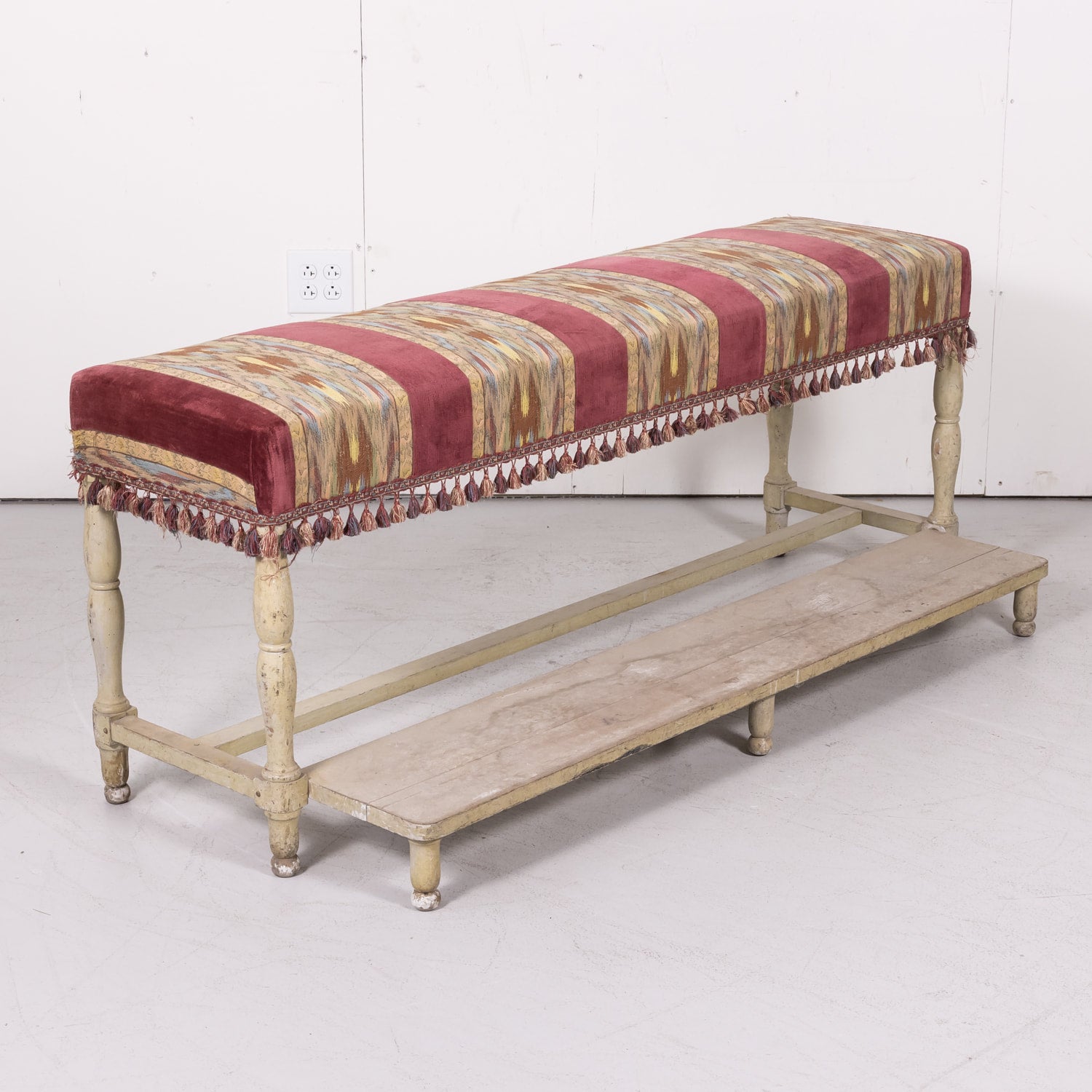 Antique French Painted Billiard Room Viewing Bench 