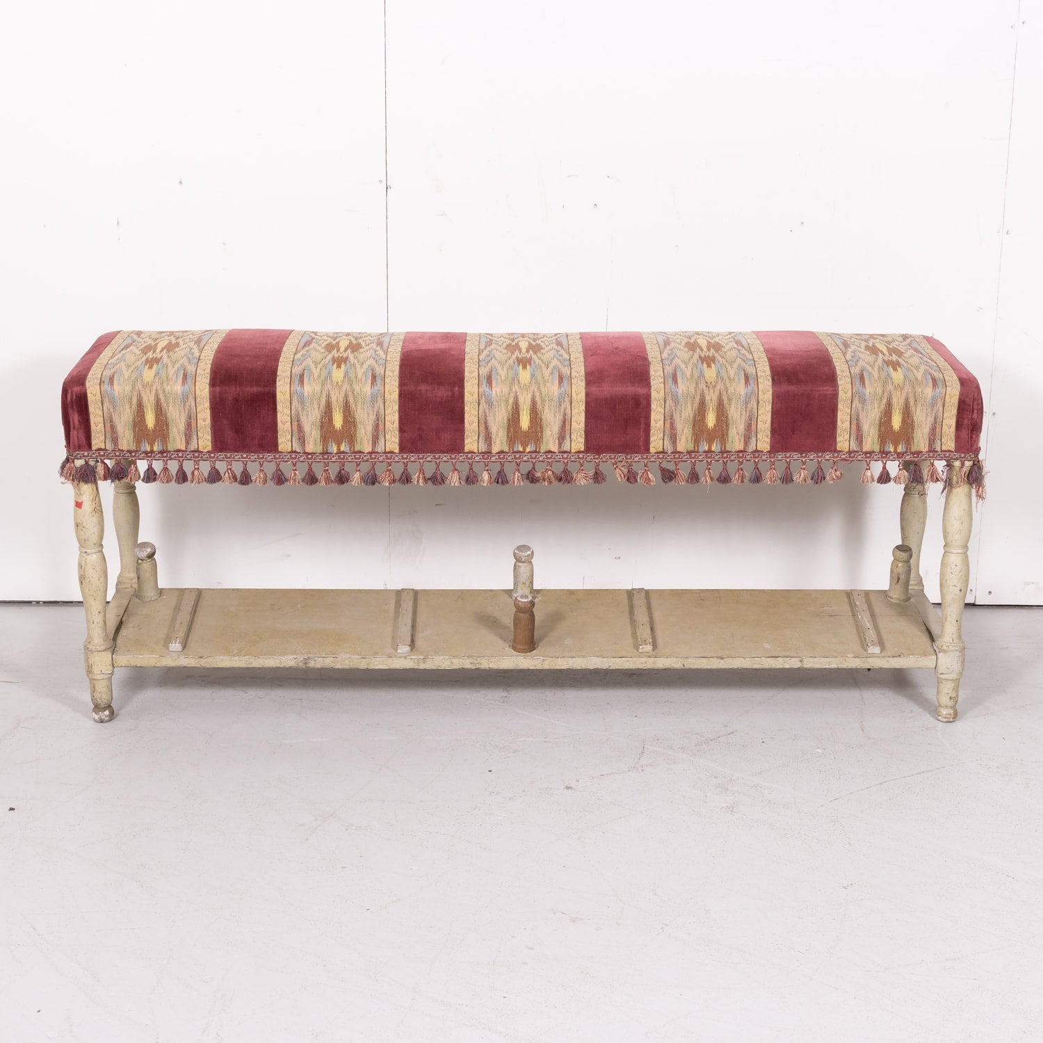 Antique French Painted Billiard Room Viewing Bench 