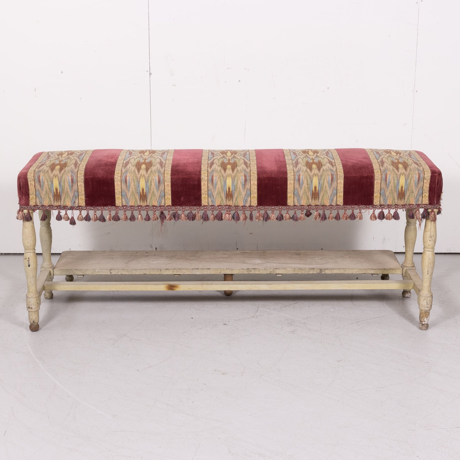 Antique French Painted Billiard Room Viewing Bench 
