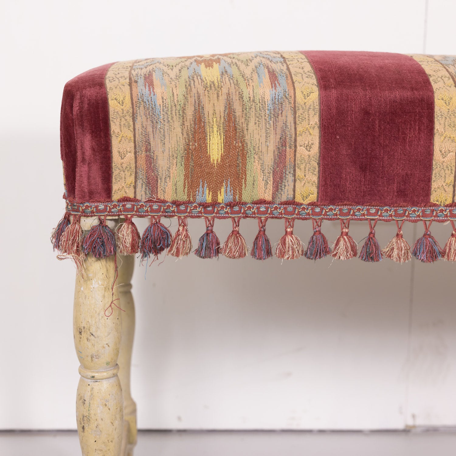 Antique French Painted Billiard Room Viewing Bench 